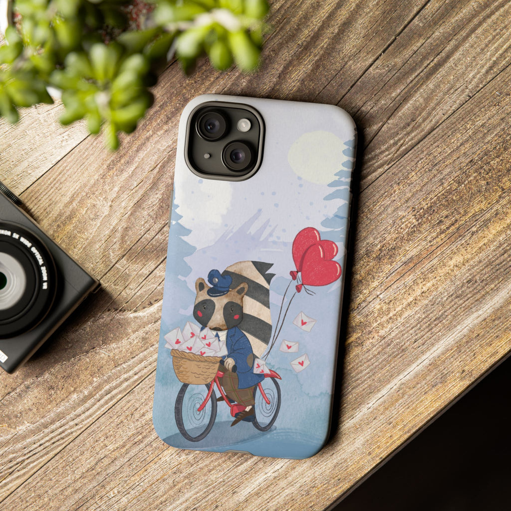 Cute Raccoon Phone Case, Tough Case for Animal Lovers, Valentine's Day Gift, Whimsical Phone Accessory, Gifts for Kids