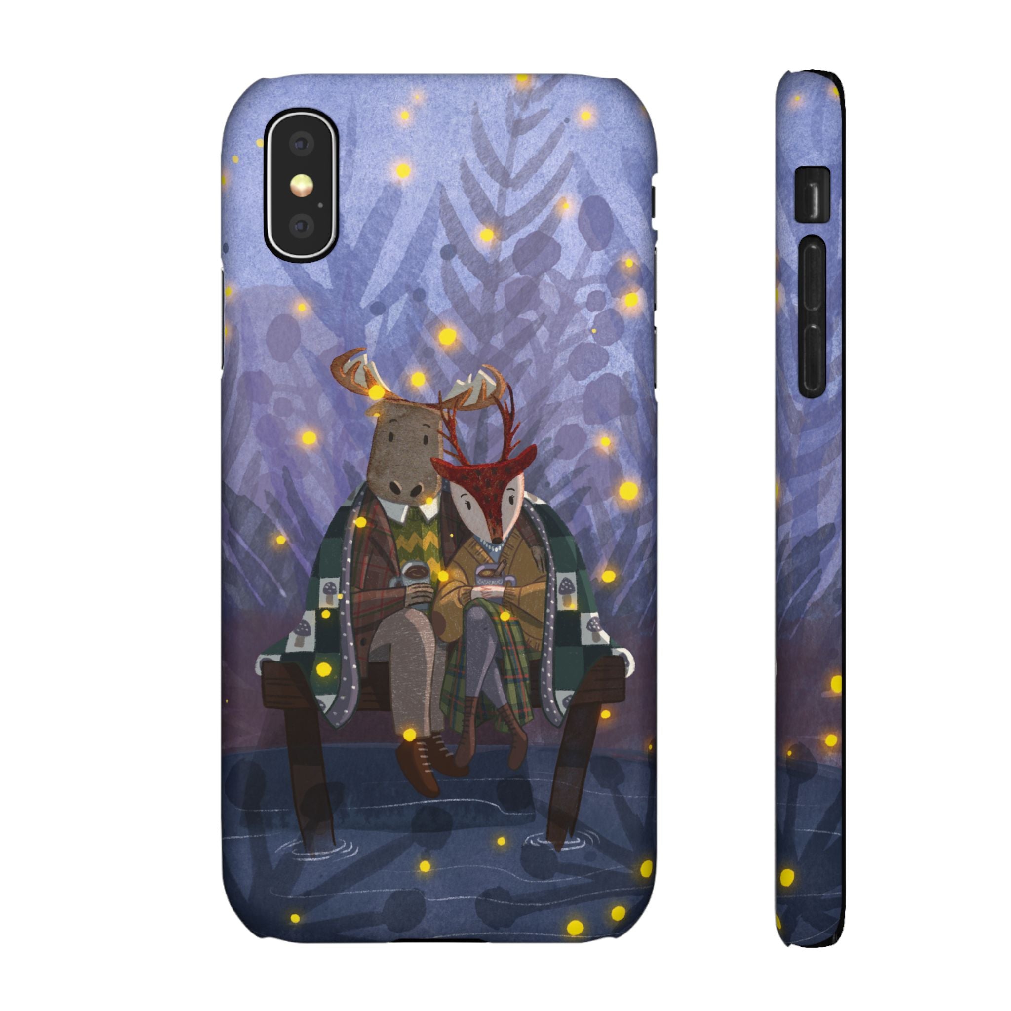 Whimsical Animal Lovers Snap Cases - Cozy Phone Protection, Gift for Nature Lovers, Holiday Decor, Cute Character Design, Animal Couple