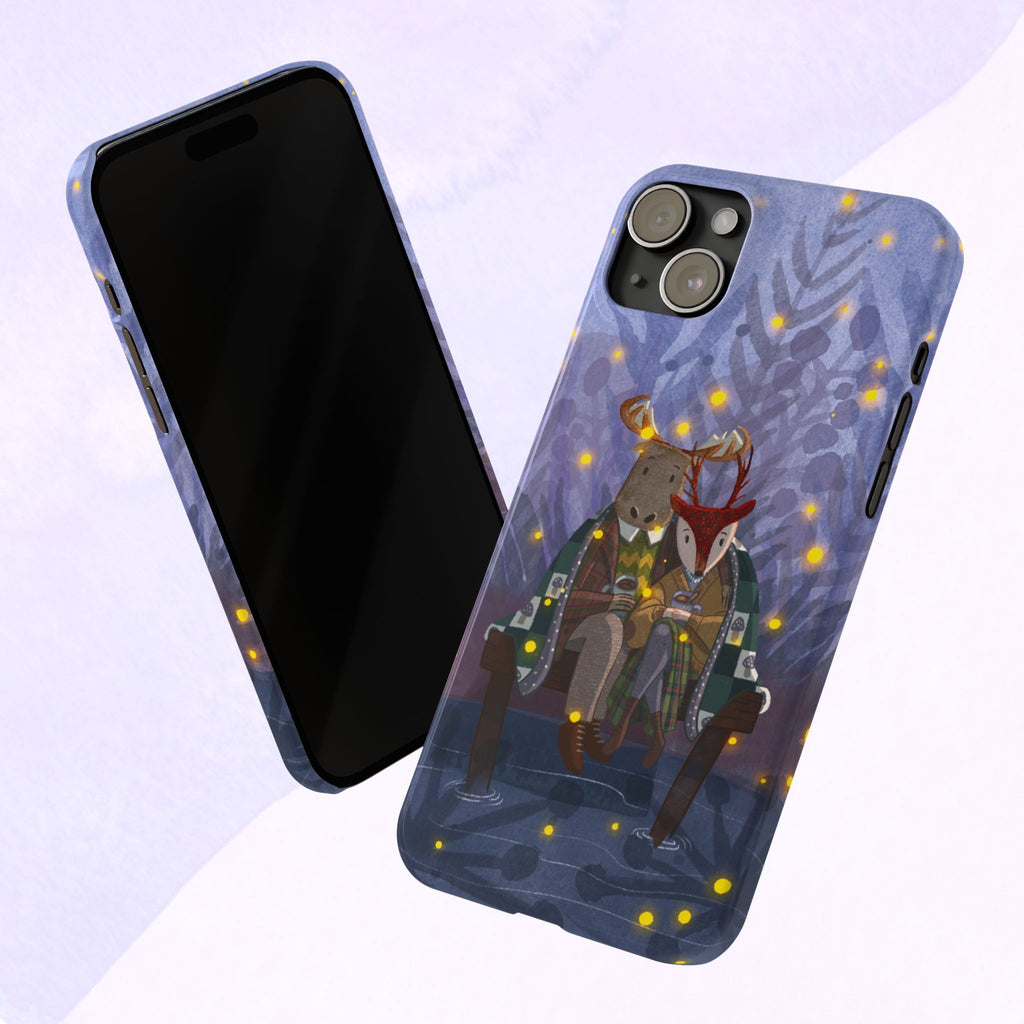 Whimsical Animal Love Slim Phone Cases, Cute Holiday Gifts, Cozy Home Decor, Nature Lover Accessories, Couples Gifts