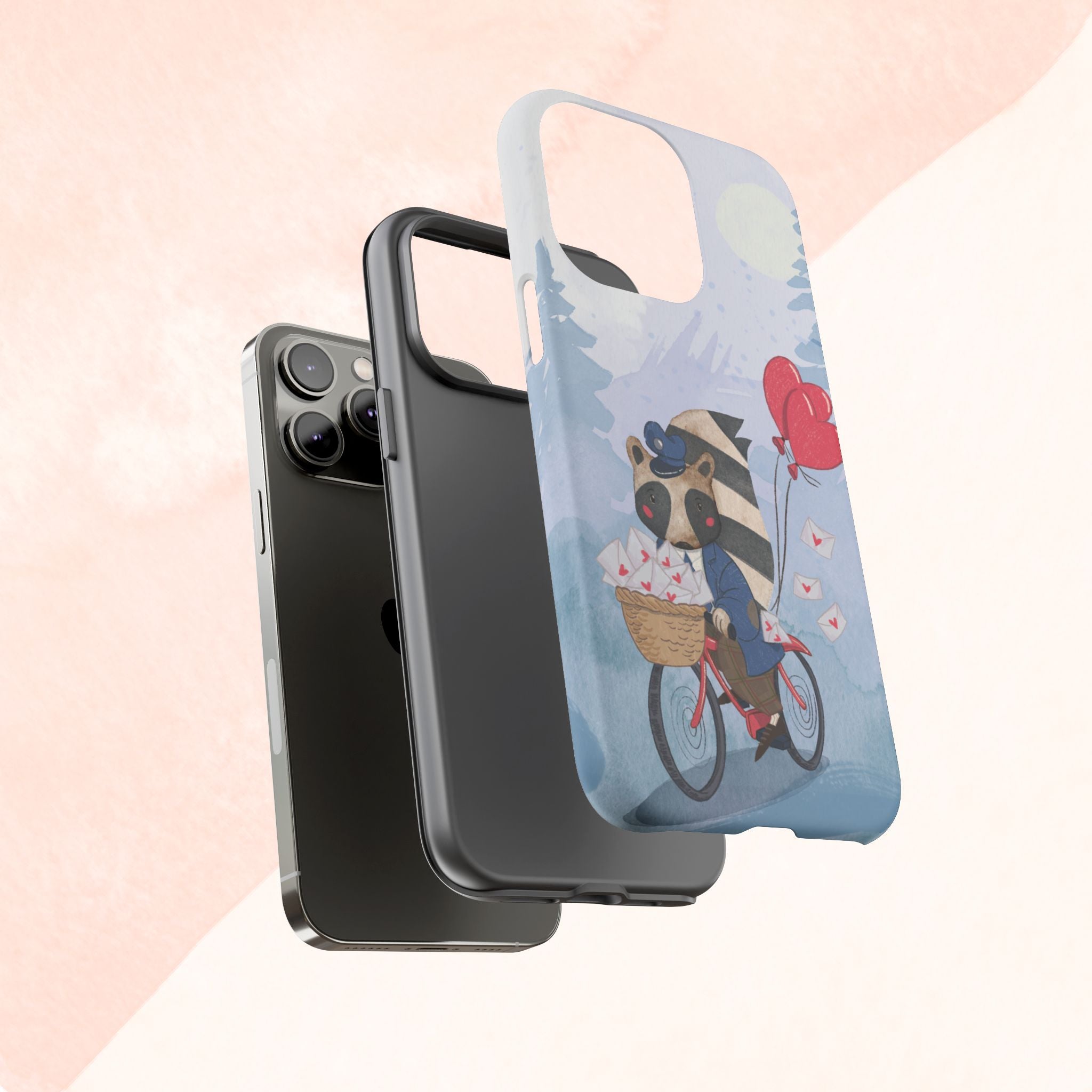 Cute Raccoon Phone Case, Tough Case for Animal Lovers, Valentine's Day Gift, Whimsical Phone Accessory, Gifts for Kids