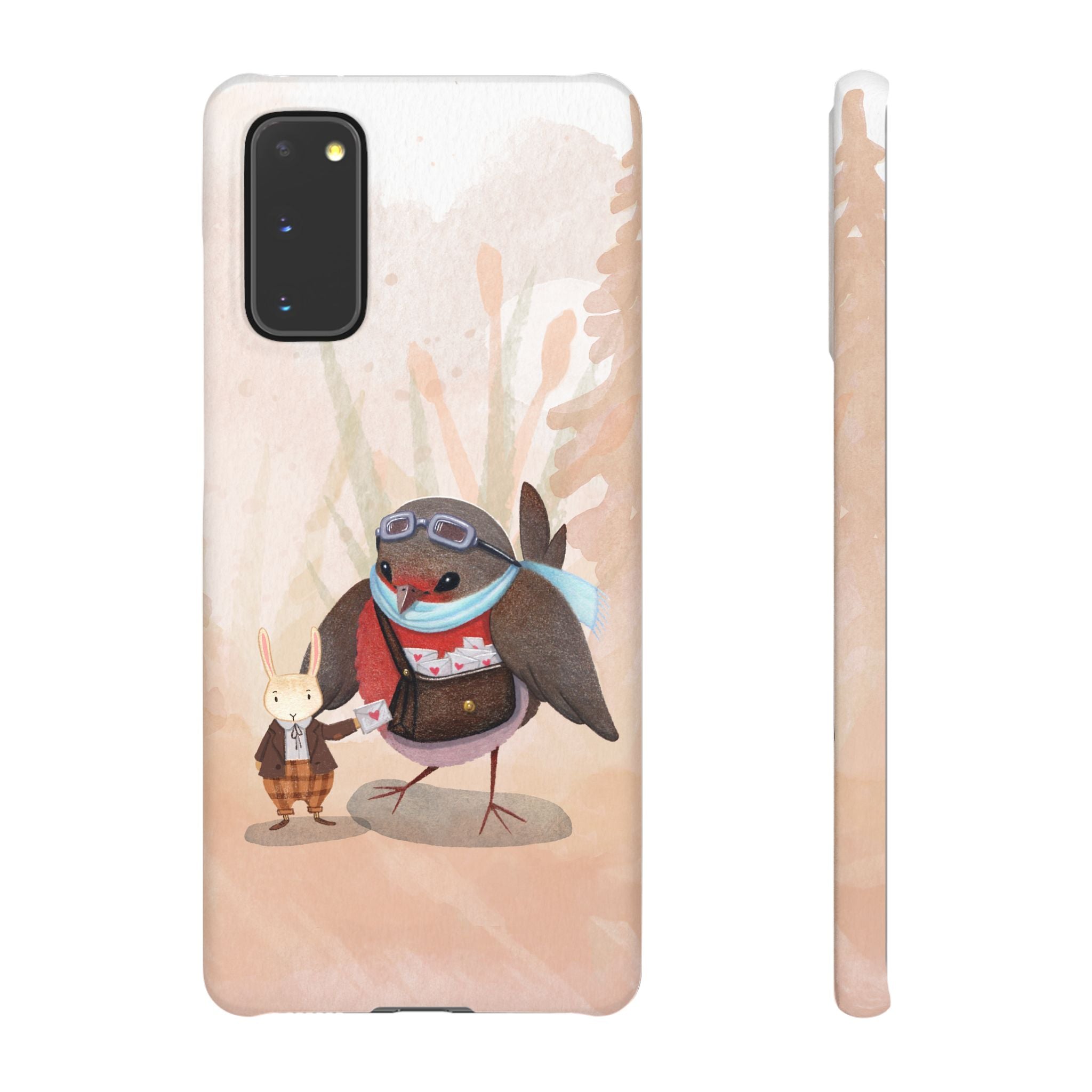Whimsical Animal Snap Cases, Cute Phone Case, Handmade Bird and Bunny Design, Gift for Animal Lovers, Unique Smartphone Cover