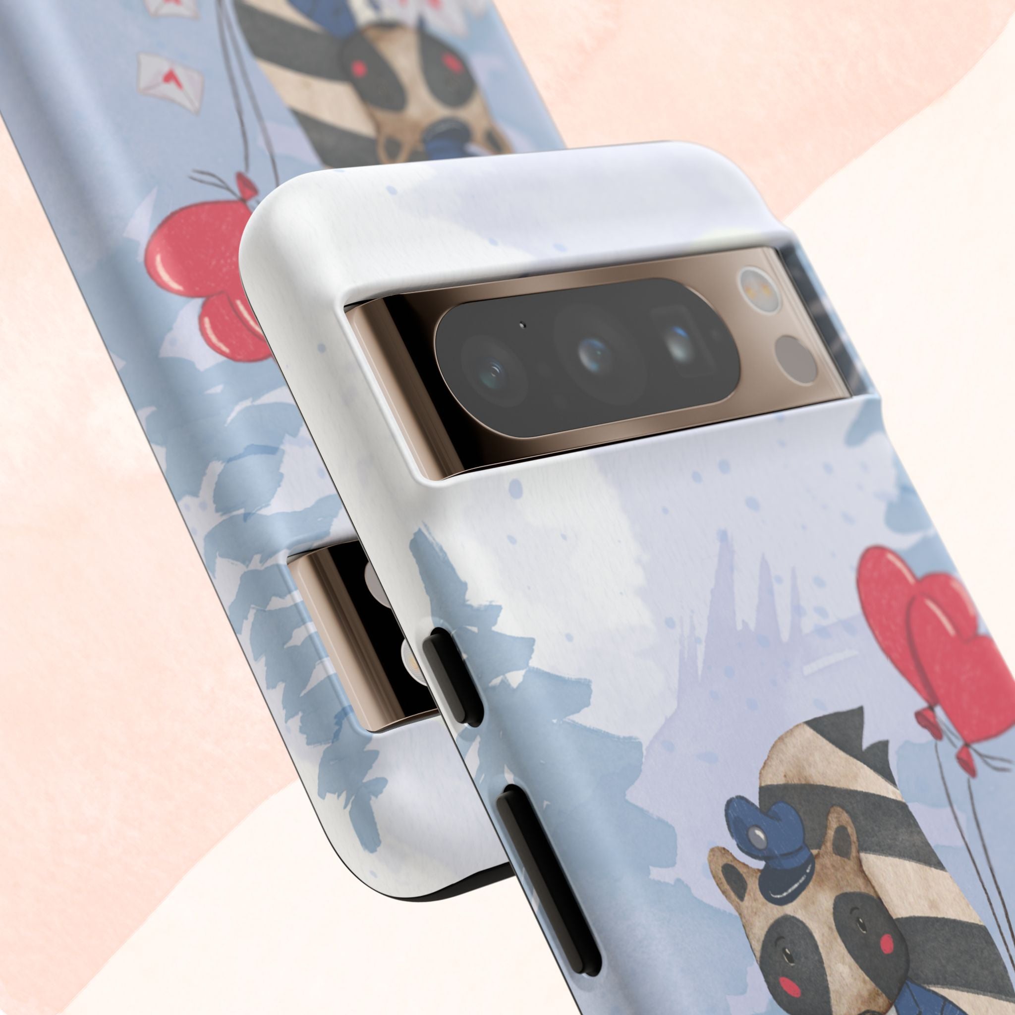 Cute Raccoon Phone Case, Tough Case for Animal Lovers, Valentine's Day Gift, Whimsical Phone Accessory, Gifts for Kids