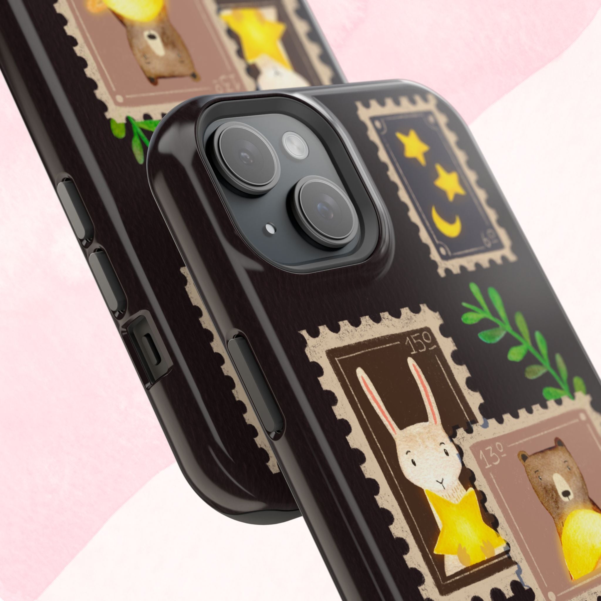 Cute Animal Stamp Phone Case, Quirky Gift for Animal Lovers, Personalized Case for Holidays, Unique Phone Accessory