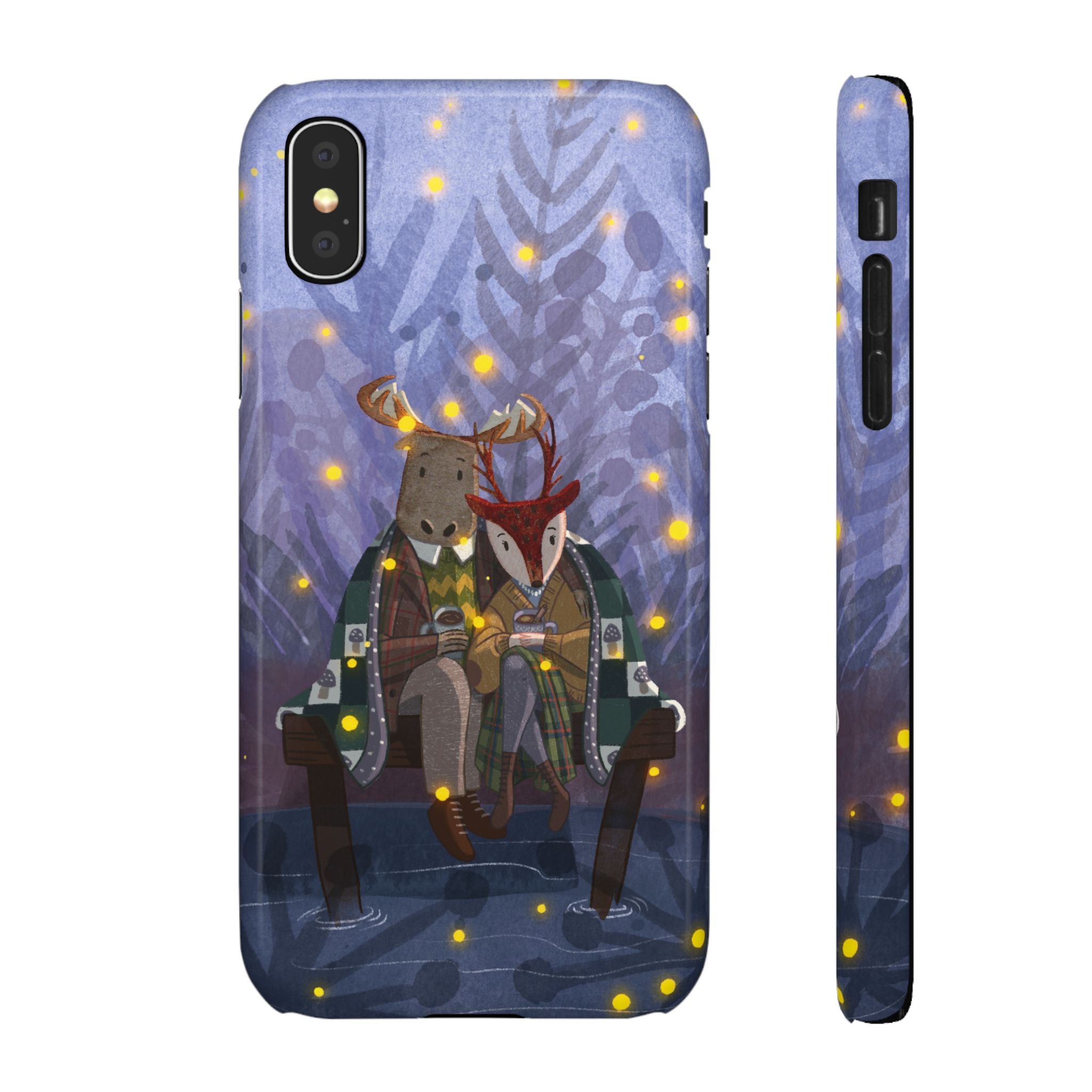 Whimsical Animal Lovers Snap Cases - Cozy Phone Protection, Gift for Nature Lovers, Holiday Decor, Cute Character Design, Animal Couple