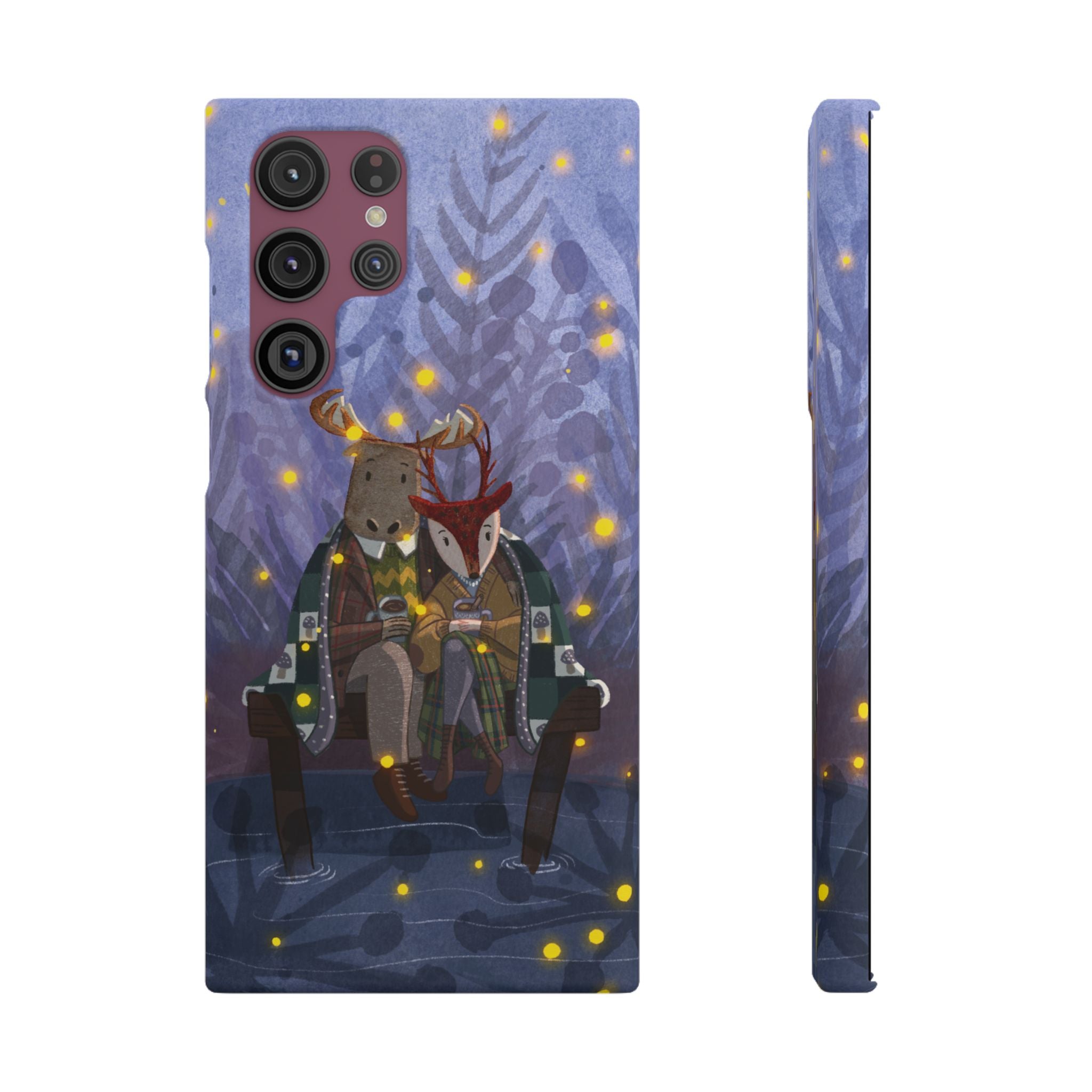 Whimsical Animal Lovers Snap Cases - Cozy Phone Protection, Gift for Nature Lovers, Holiday Decor, Cute Character Design, Animal Couple