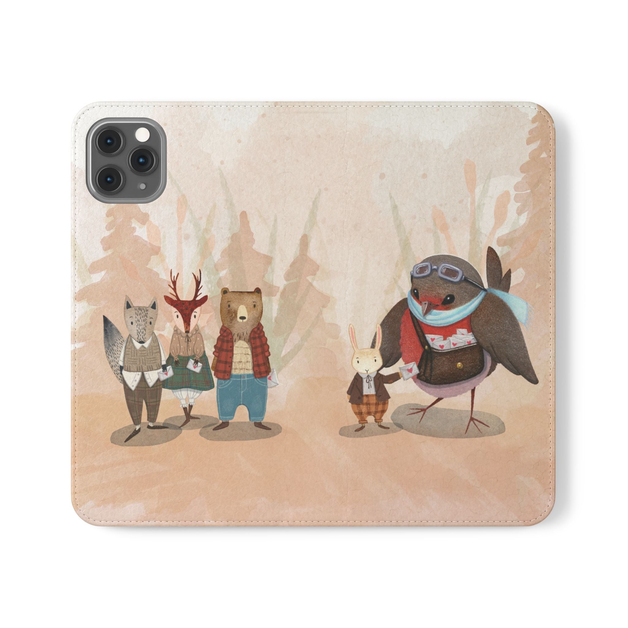 Whimsical Animal Flip Cases for Phones, Cute Woodland Creatures, Forest Friends Phone Cover, Animal Lover Gift, Phone Wallet