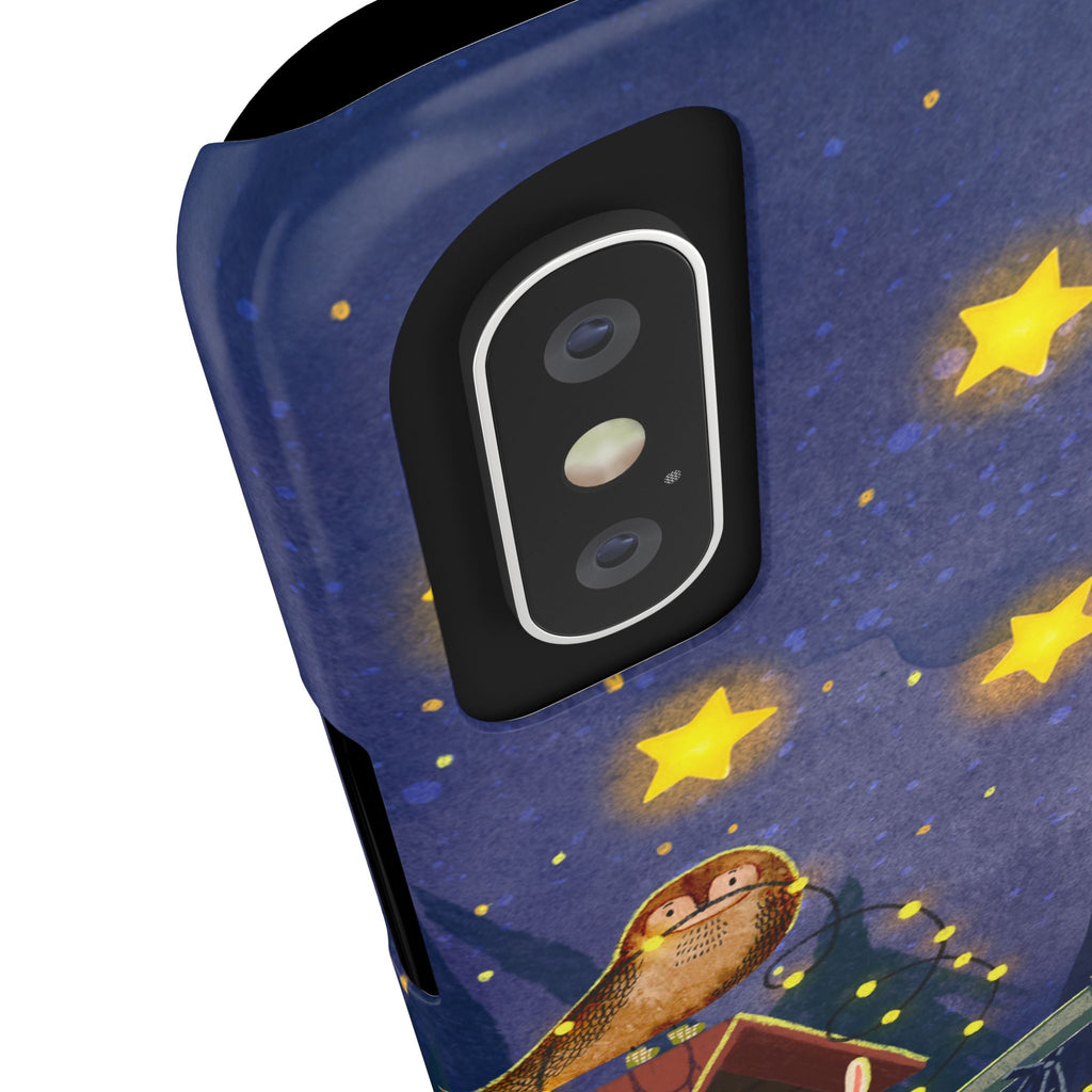 Stargazing Animals Slim iPhone Case, Night Sky Observatory Cover, Cute Forest Gift, Starry Night Gift, iPhone 16 15 14 13 12 11 X XR XS 8 7
