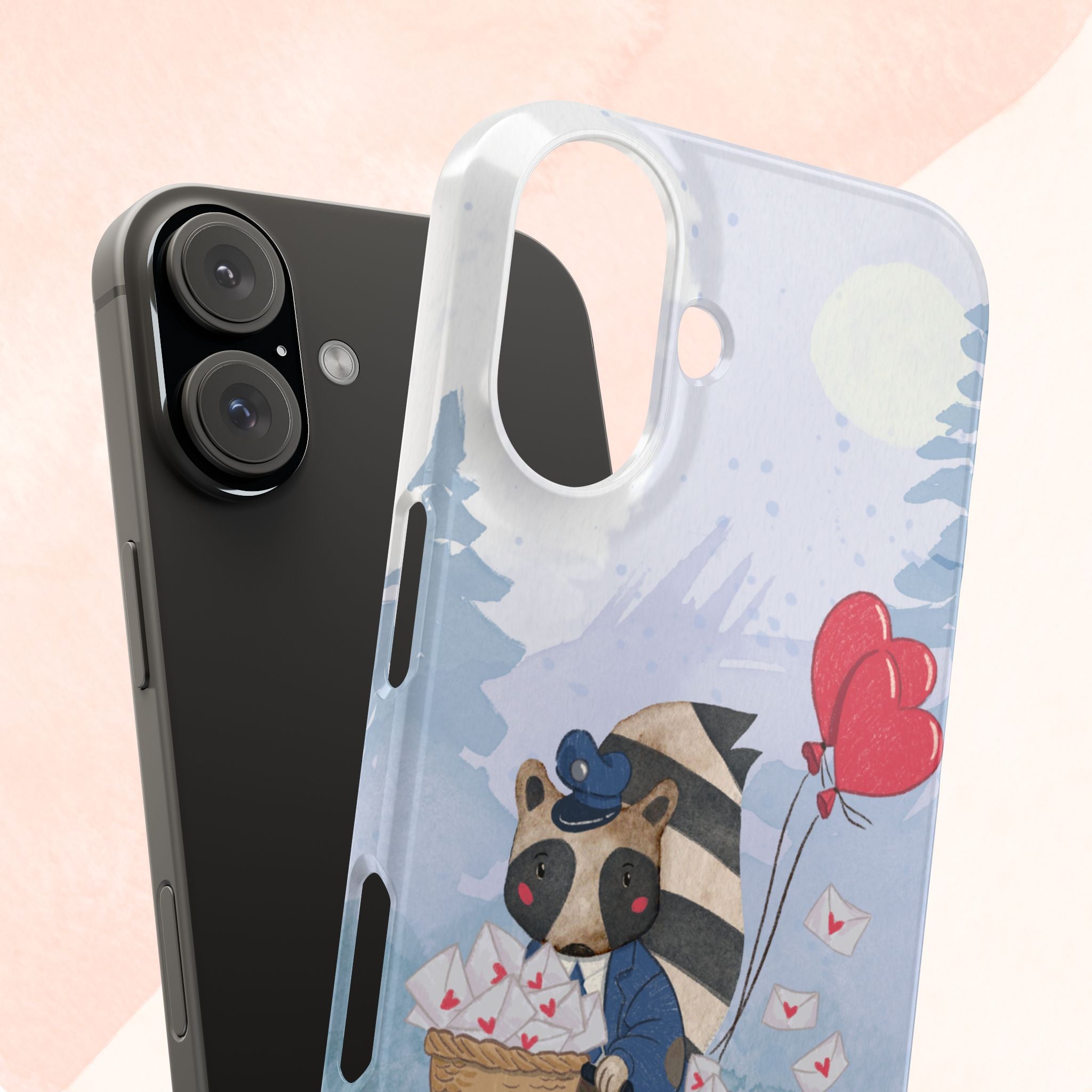 Whimsical Raccoon Slim Phone Case | Cute Animal Design | Perfect for Nature Lovers, Gifts, Birthdays, Valentines Day, Everyday Use