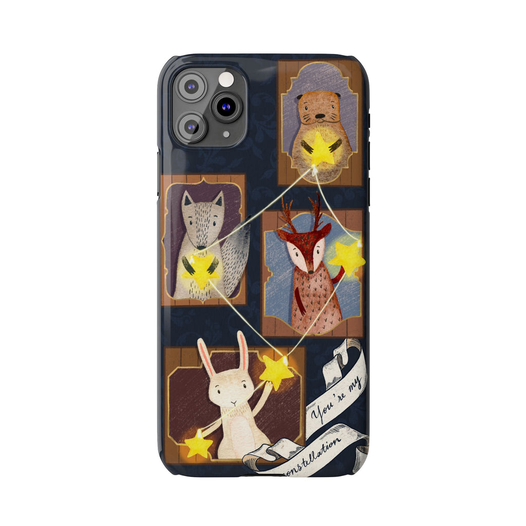 Constellation Friends Slim Case, Woodland Portrait iPhone Cover, Star Collector Design, Cute Kawaii Gift, Phone 8 9 X XR 11 12 13 14 15 16