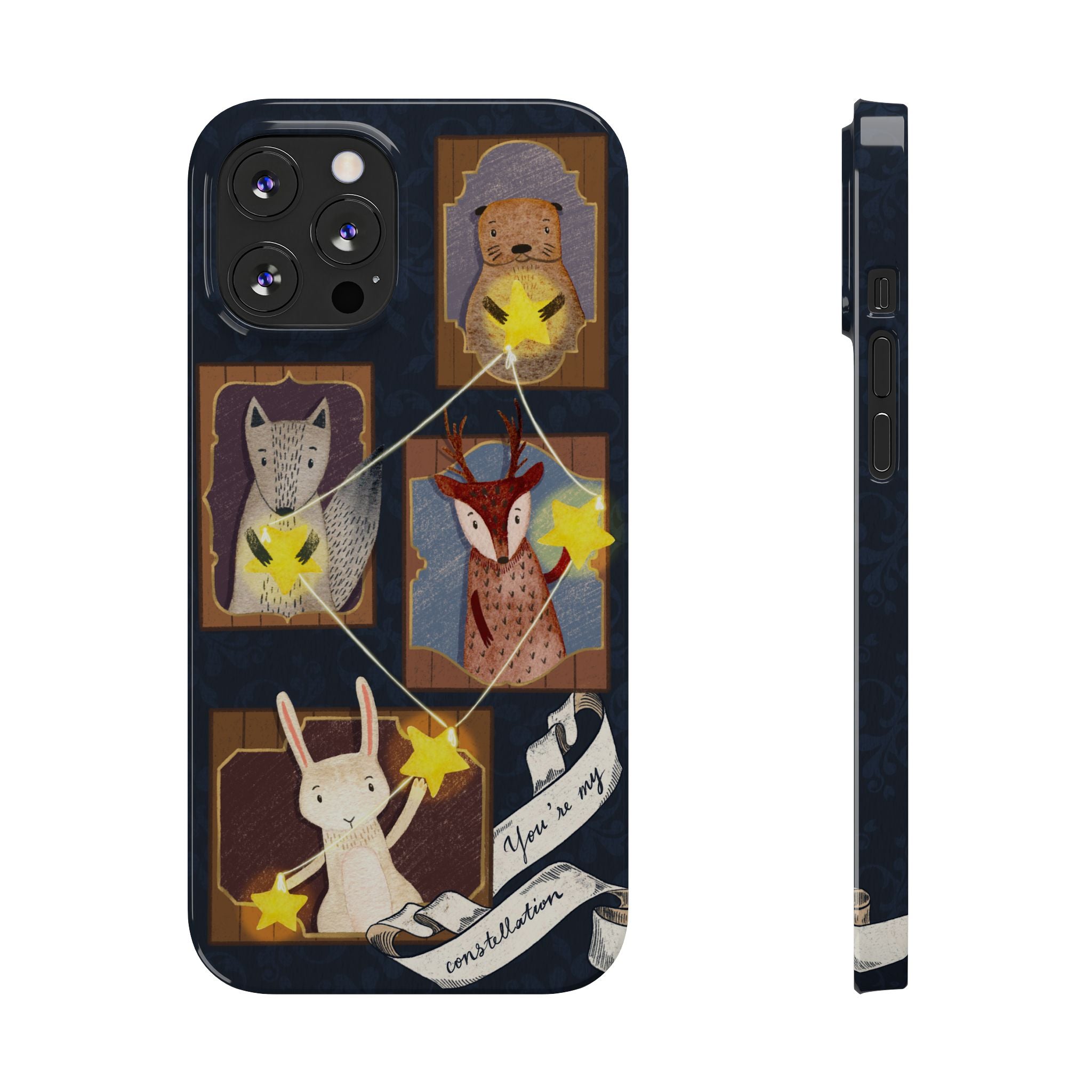 Constellation Friends Slim Case, Woodland Portrait iPhone Cover, Star Collector Design, Cute Kawaii Gift, Phone 8 9 X XR 11 12 13 14 15 16