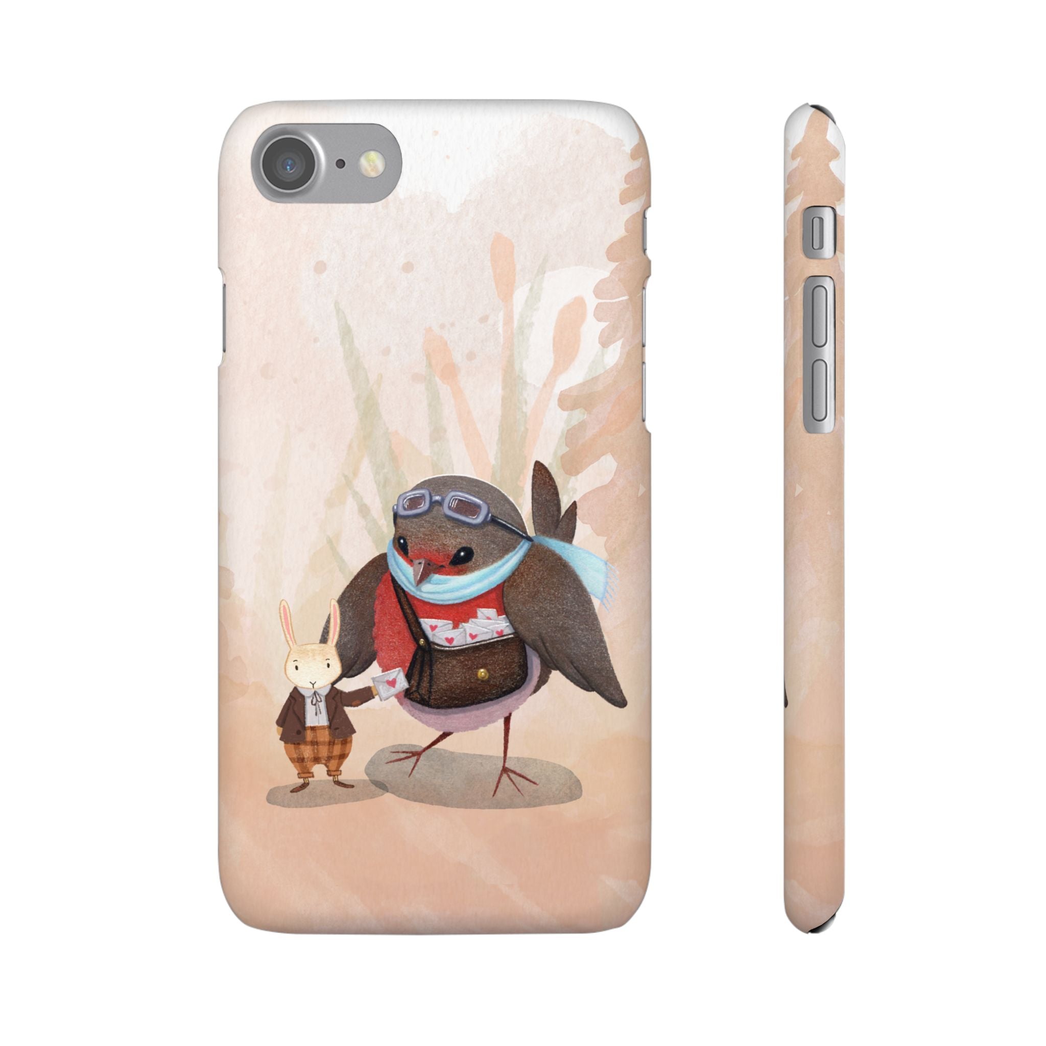 Whimsical Animal Snap Cases, Cute Phone Case, Handmade Bird and Bunny Design, Gift for Animal Lovers, Unique Smartphone Cover