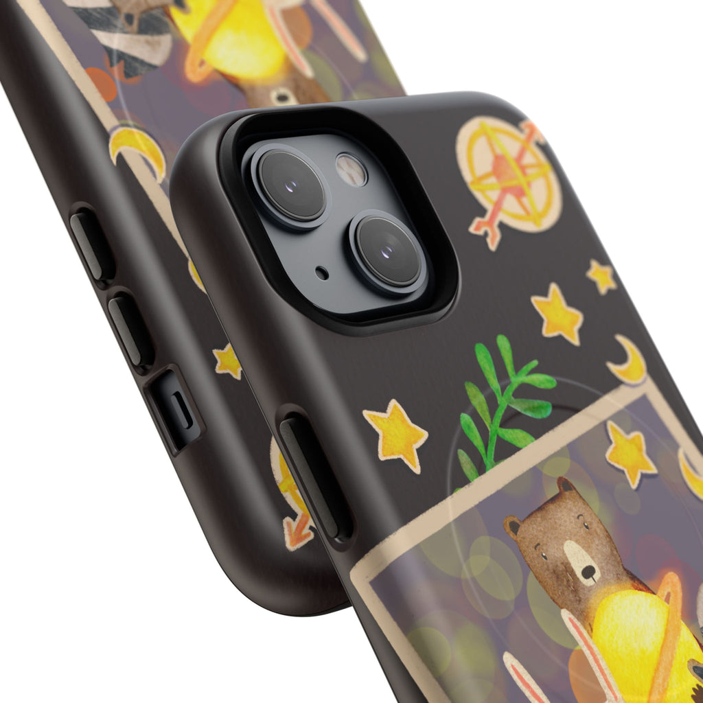 Tough Magnetic Cases, Whimsical Animal Phone Case, Cute Bear Rabbit Raccoon Design, Cute gift for her, Birthdays, iPhone 14 15 16 pro max