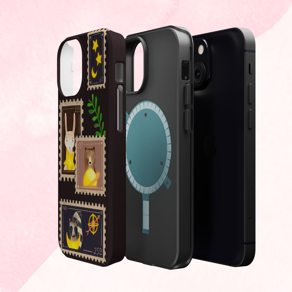 Cute Animal Stamp Phone Case, Quirky Gift for Animal Lovers, Personalized Case for Holidays, Unique Phone Accessory