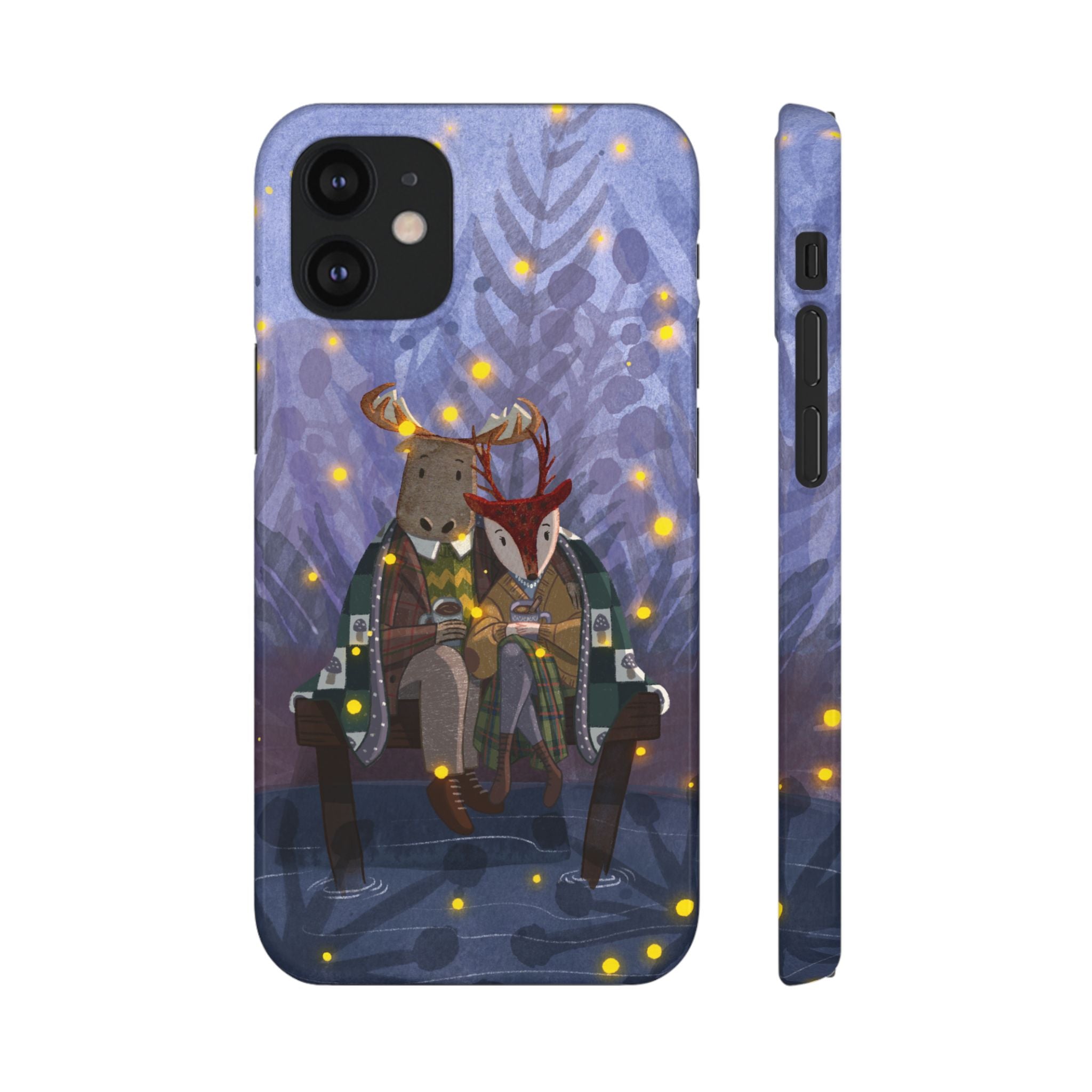 Whimsical Animal Lovers Snap Cases - Cozy Phone Protection, Gift for Nature Lovers, Holiday Decor, Cute Character Design, Animal Couple