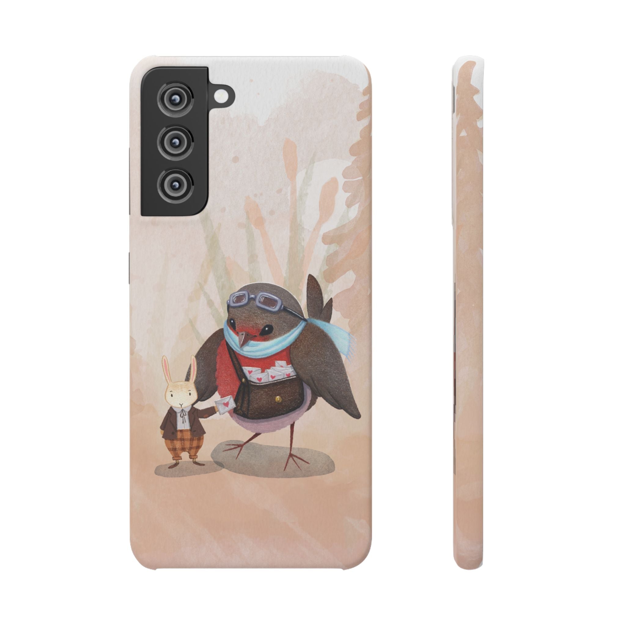 Whimsical Animal Snap Cases, Cute Phone Case, Handmade Bird and Bunny Design, Gift for Animal Lovers, Unique Smartphone Cover