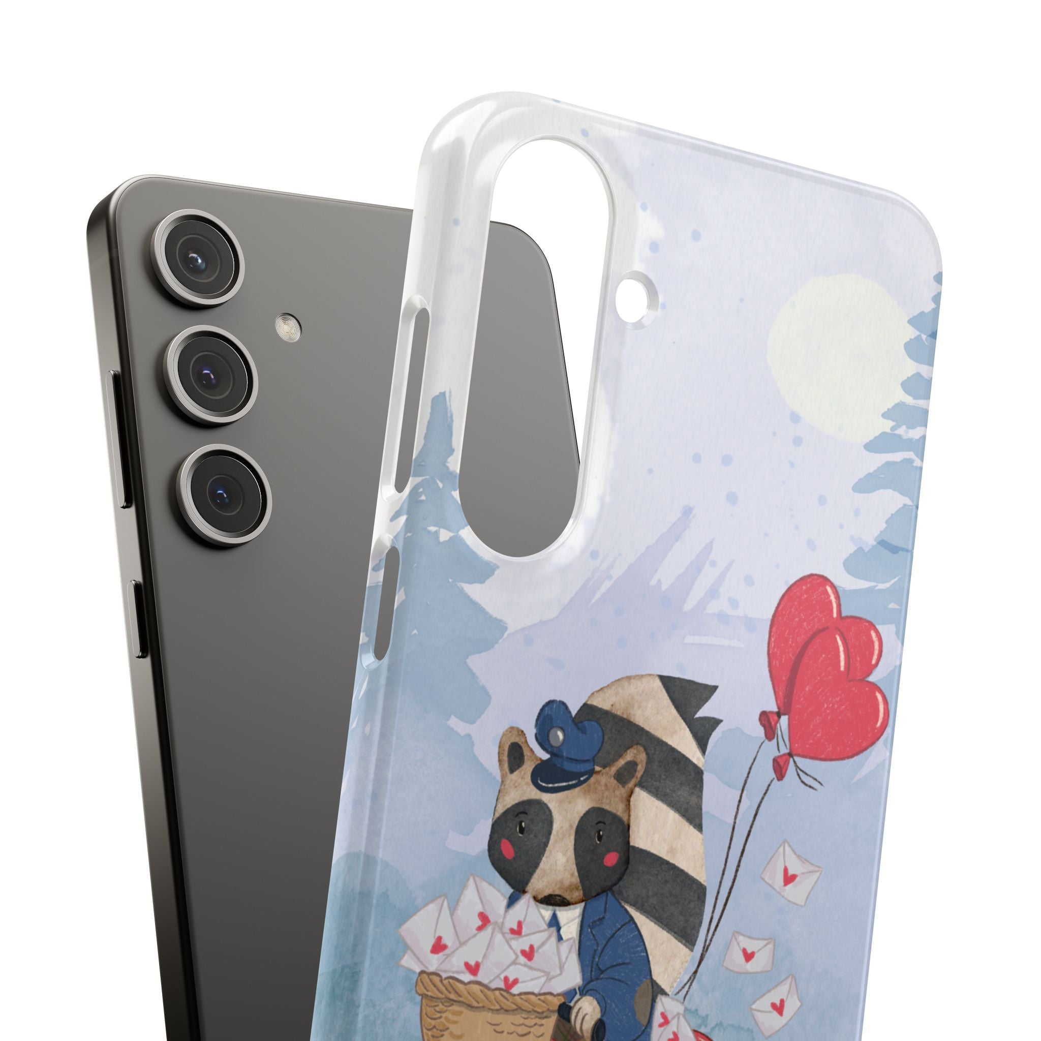 Whimsical Animal Snap Case with Love Balloons, Cute Phone Case, Valentine's Day Gift, Animal Lover Accessory, Creative Phone Cover