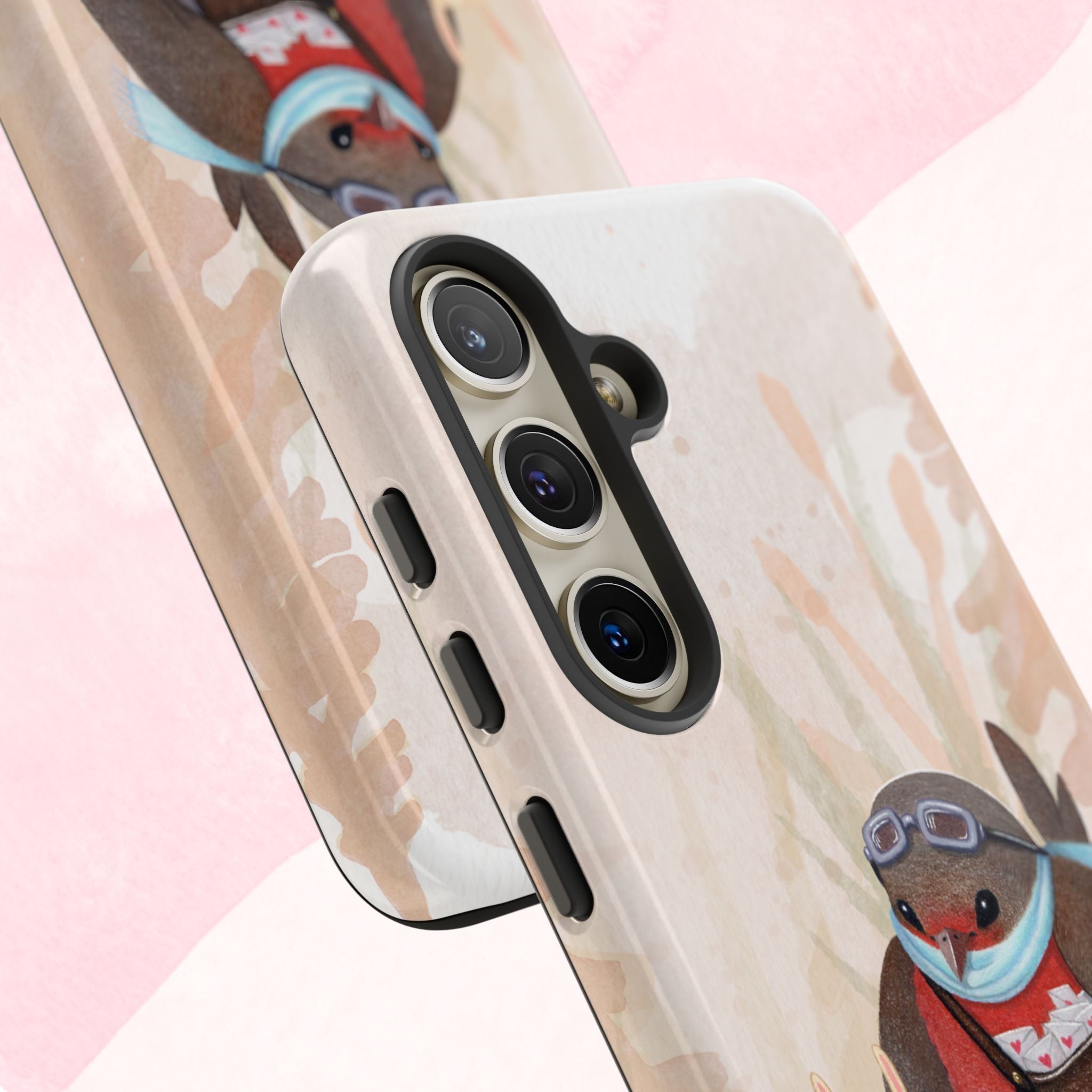 Whimsical Animal Phone Case, Cute Bird and Rabbit Design, Animal Lovers Gift, Nature-Themed Accessory, Eco-Friendly Tech Cover