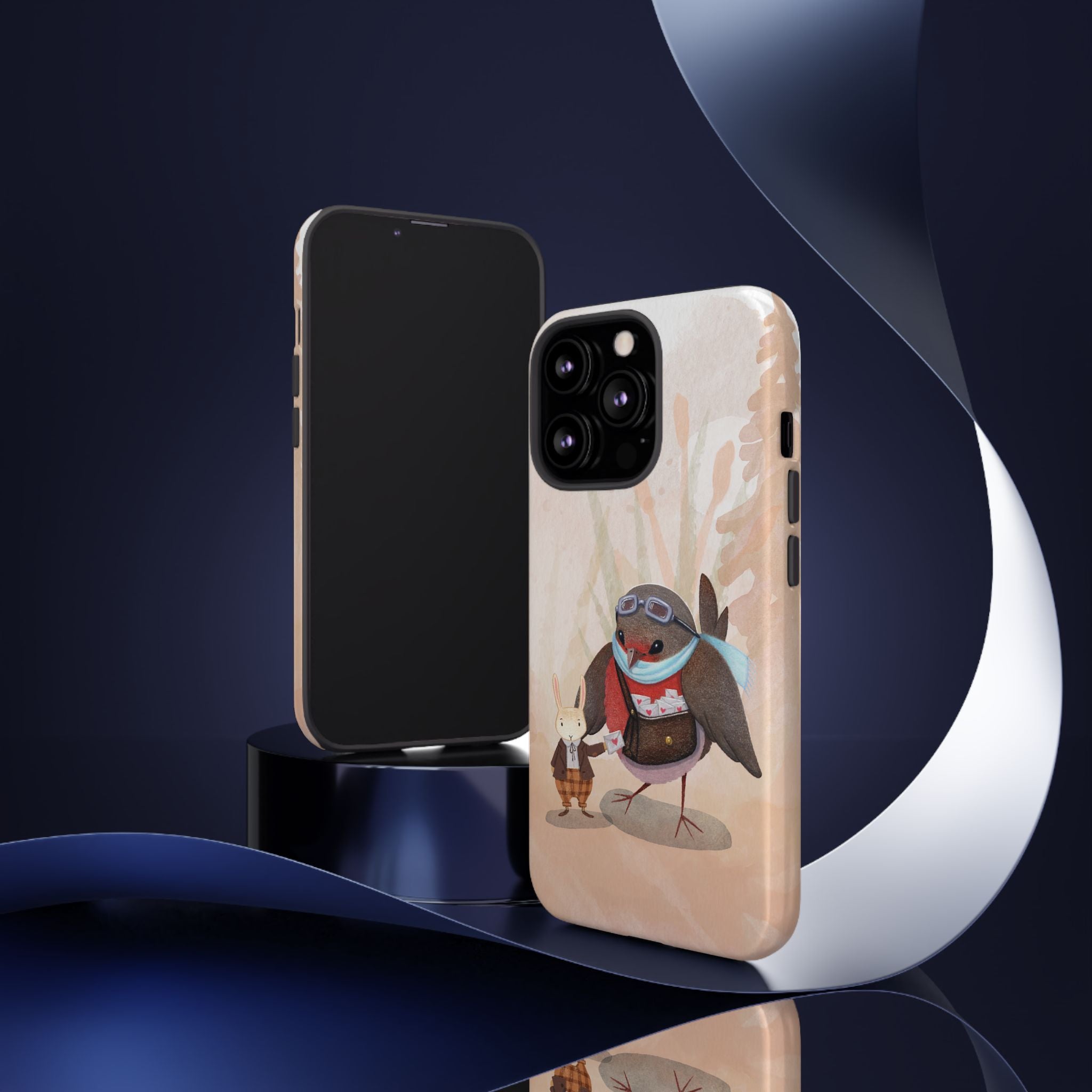 Whimsical Animal Phone Case, Cute Bird and Rabbit Design, Animal Lovers Gift, Nature-Themed Accessory, Eco-Friendly Tech Cover