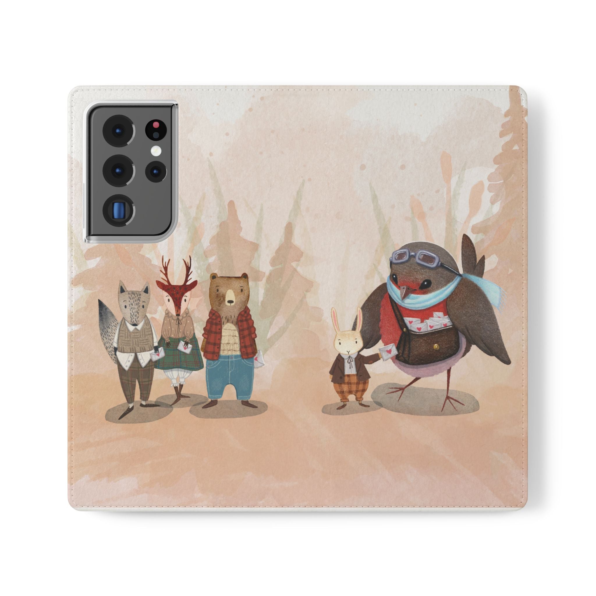 Whimsical Animal Flip Cases for Phones, Cute Woodland Creatures, Forest Friends Phone Cover, Animal Lover Gift, Phone Wallet