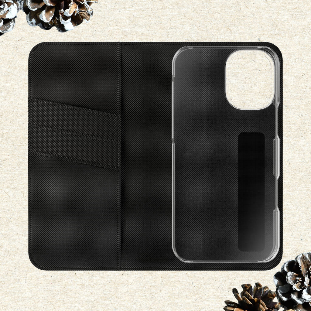 Winter Forest Friends Wallet Case, Woodland Flip Cover, Vegan Leather, Snowy Scene, Cozy Holiday, iPhone 11 12 13 14 15 16, Galaxy S21 S22