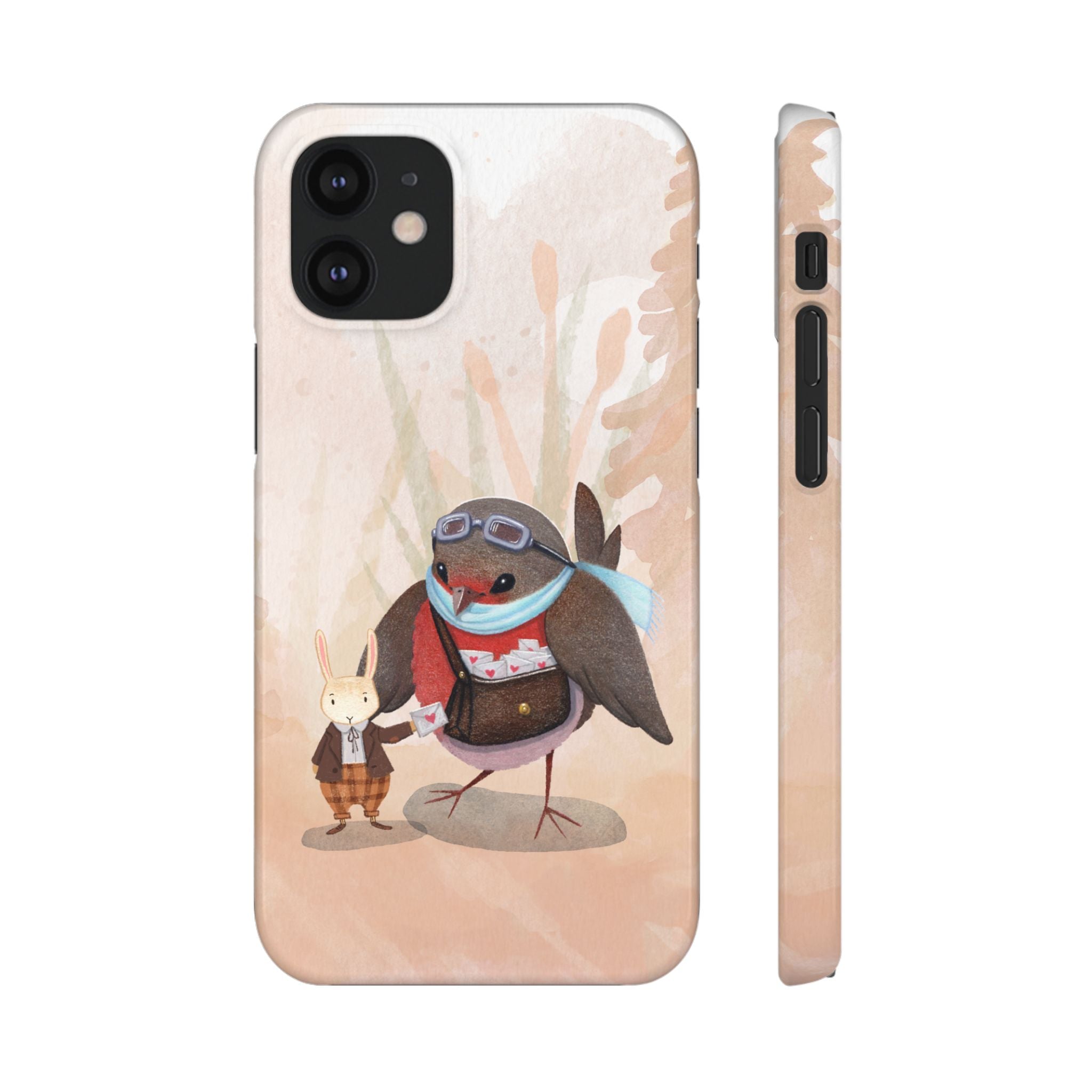 Whimsical Animal Snap Cases, Cute Phone Case, Handmade Bird and Bunny Design, Gift for Animal Lovers, Unique Smartphone Cover