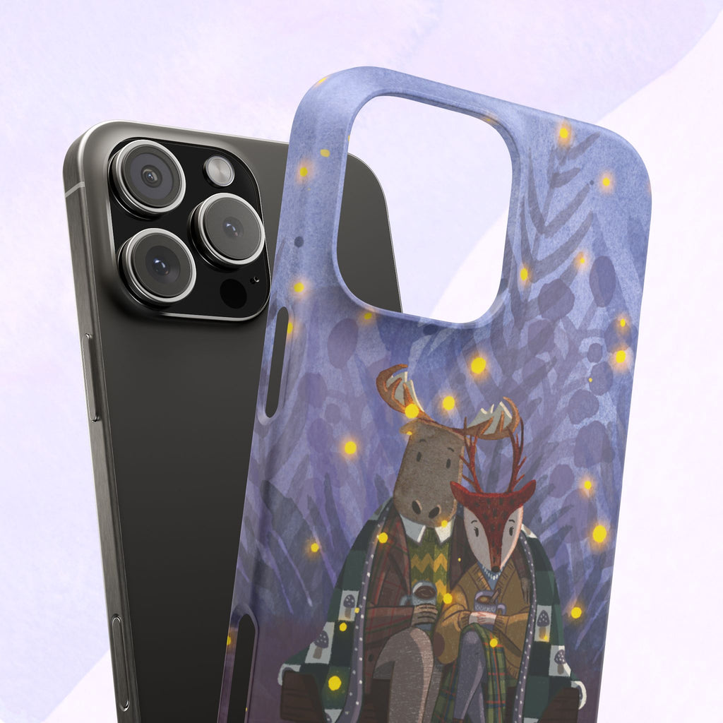 Whimsical Animal Lovers Snap Cases - Cozy Phone Protection, Gift for Nature Lovers, Holiday Decor, Cute Character Design, Animal Couple