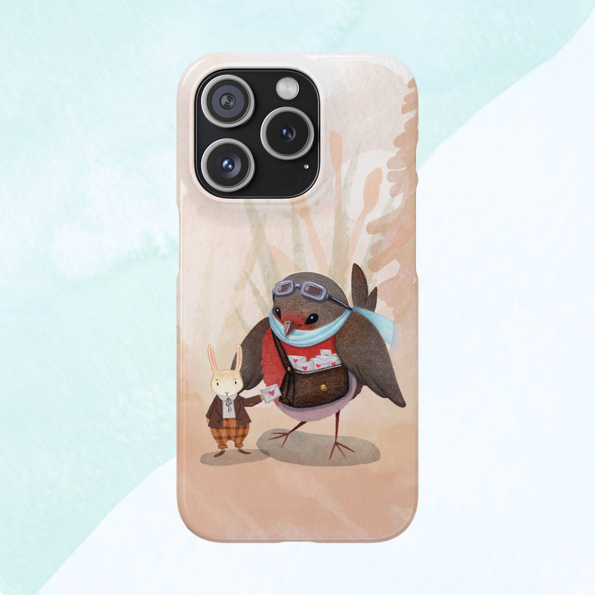 Whimsical Animal Snap Cases, Cute Phone Case, Handmade Bird and Bunny Design, Gift for Animal Lovers, Unique Smartphone Cover