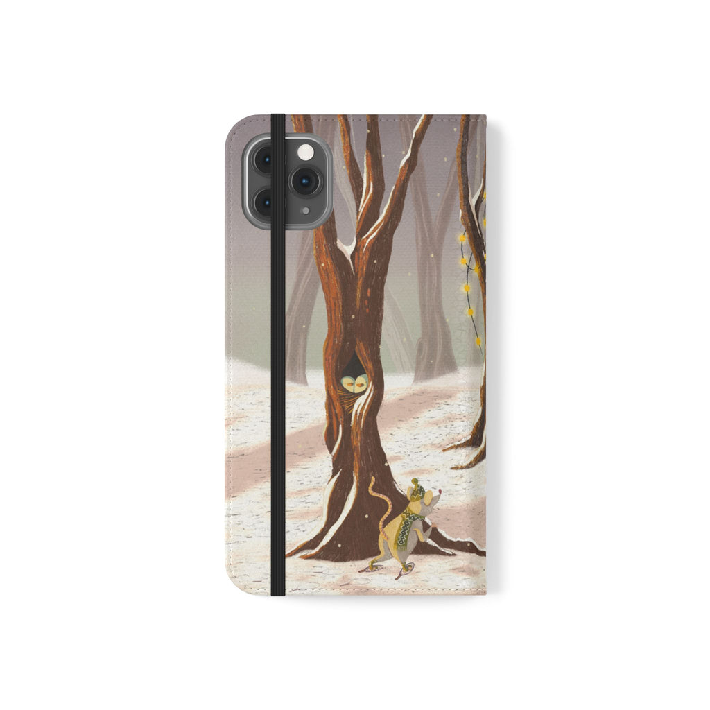 Winter Forest Tea Party Wallet Case, Woodland Animals Phone Flip Cover, Vegan Leather Case, iPhone 11 12 13 14 15 16, Galaxy Ultra S21 S22