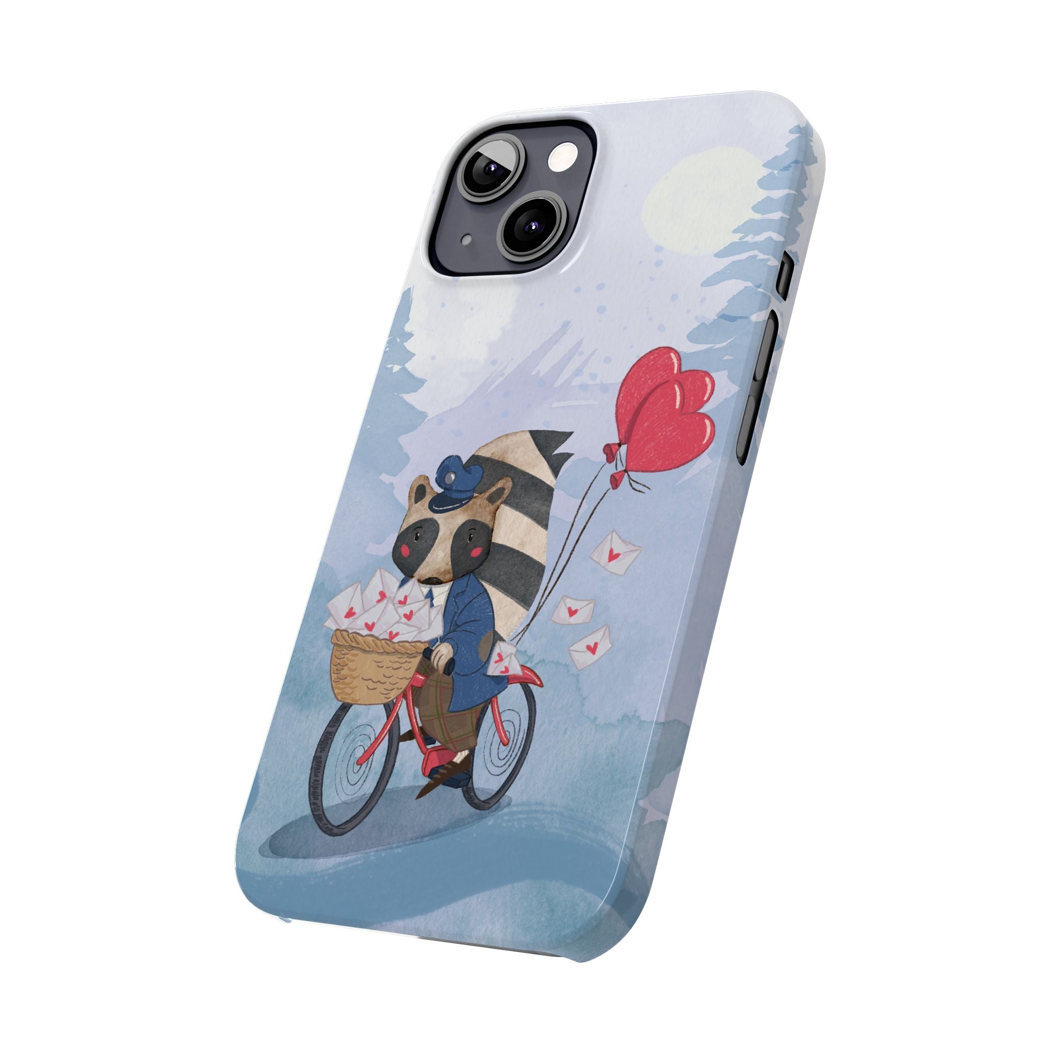Whimsical Raccoon Slim Phone Case | Cute Animal Design | Perfect for Nature Lovers, Gifts, Birthdays, Valentines Day, Everyday Use