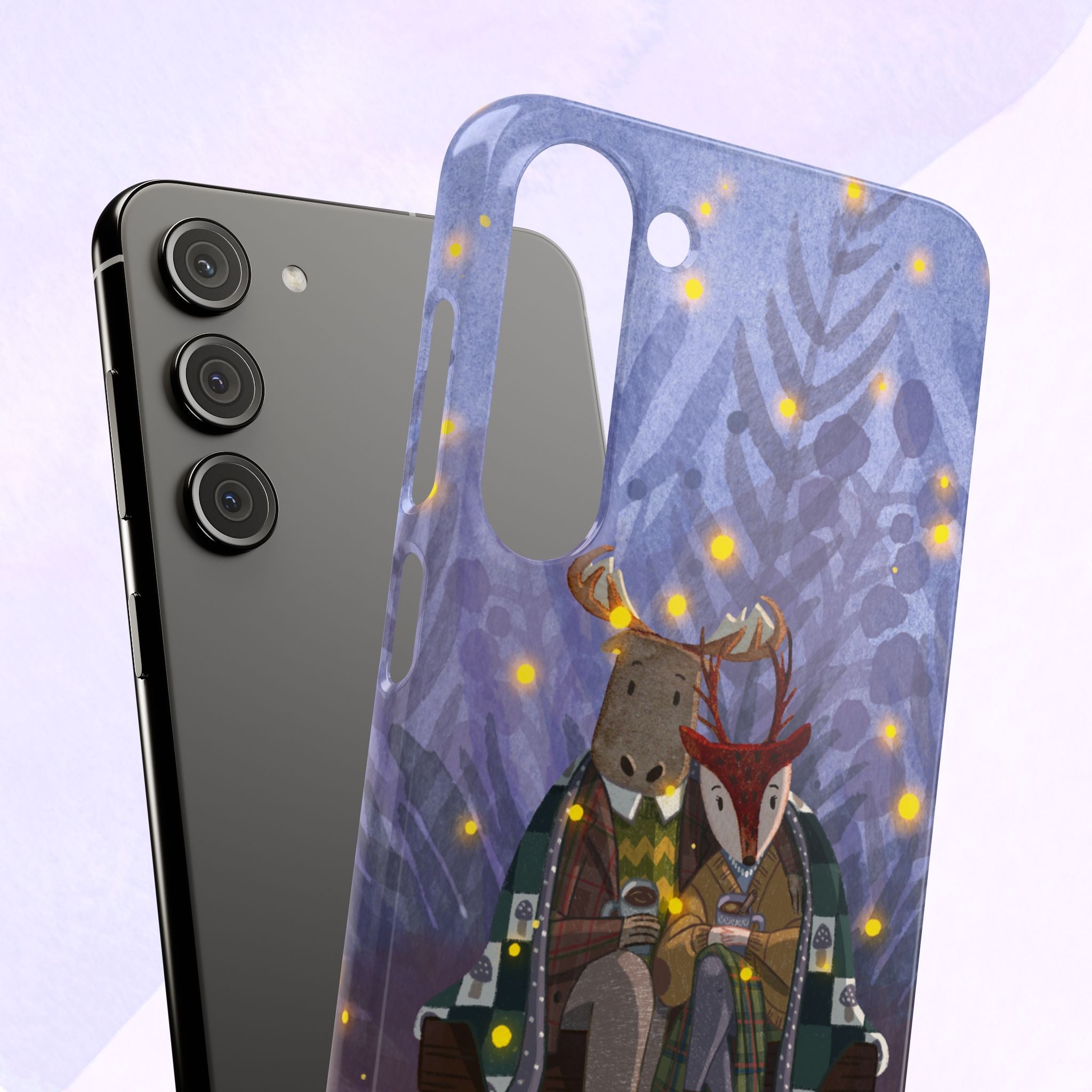Whimsical Animal Lovers Snap Cases - Cozy Phone Protection, Gift for Nature Lovers, Holiday Decor, Cute Character Design, Animal Couple