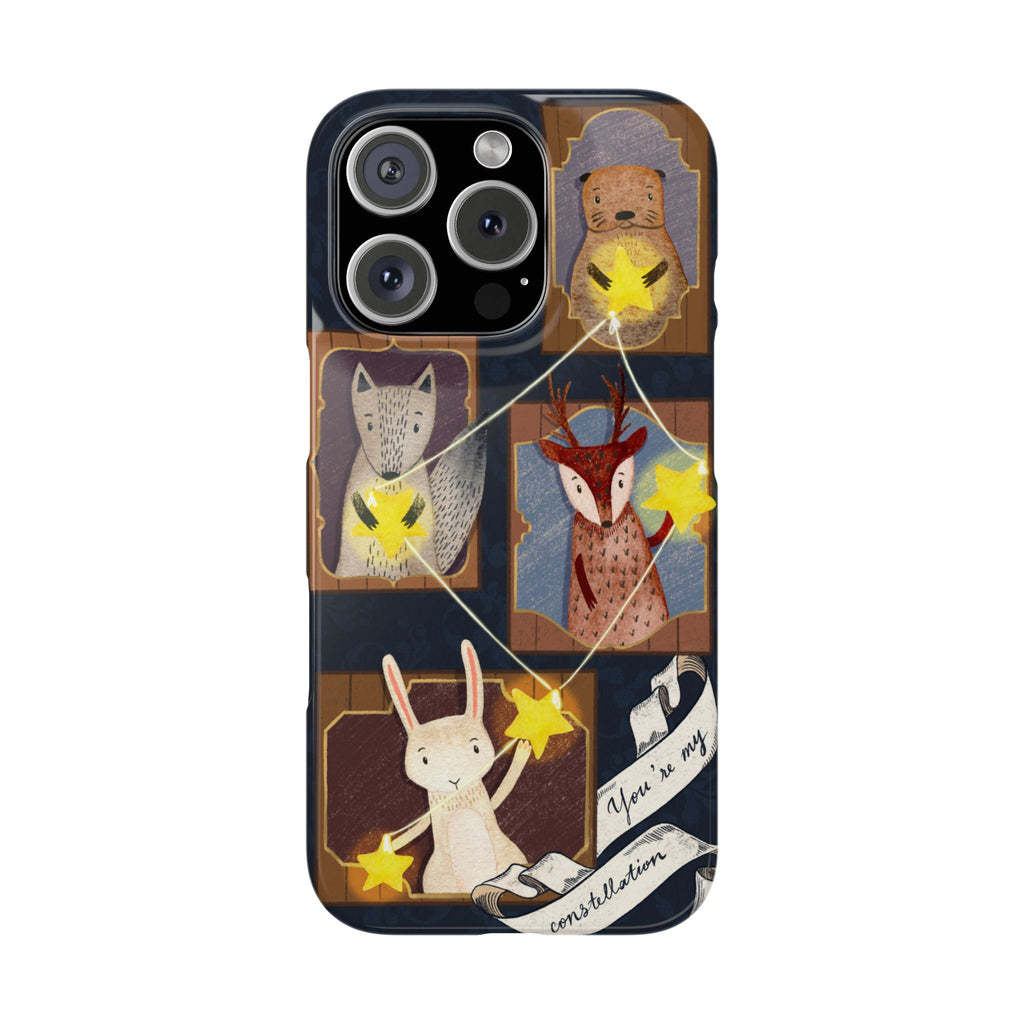 Constellation Friends Slim Case, Woodland Portrait iPhone Cover, Star Collector Design, Cute Kawaii Gift, Phone 8 9 X XR 11 12 13 14 15 16
