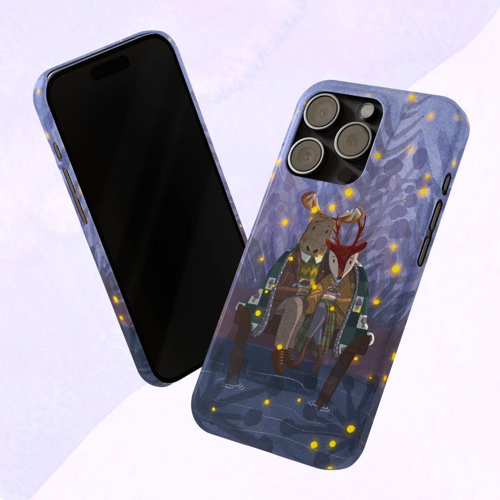 Whimsical Animal Love Slim Phone Cases, Cute Holiday Gifts, Cozy Home Decor, Nature Lover Accessories, Couples Gifts