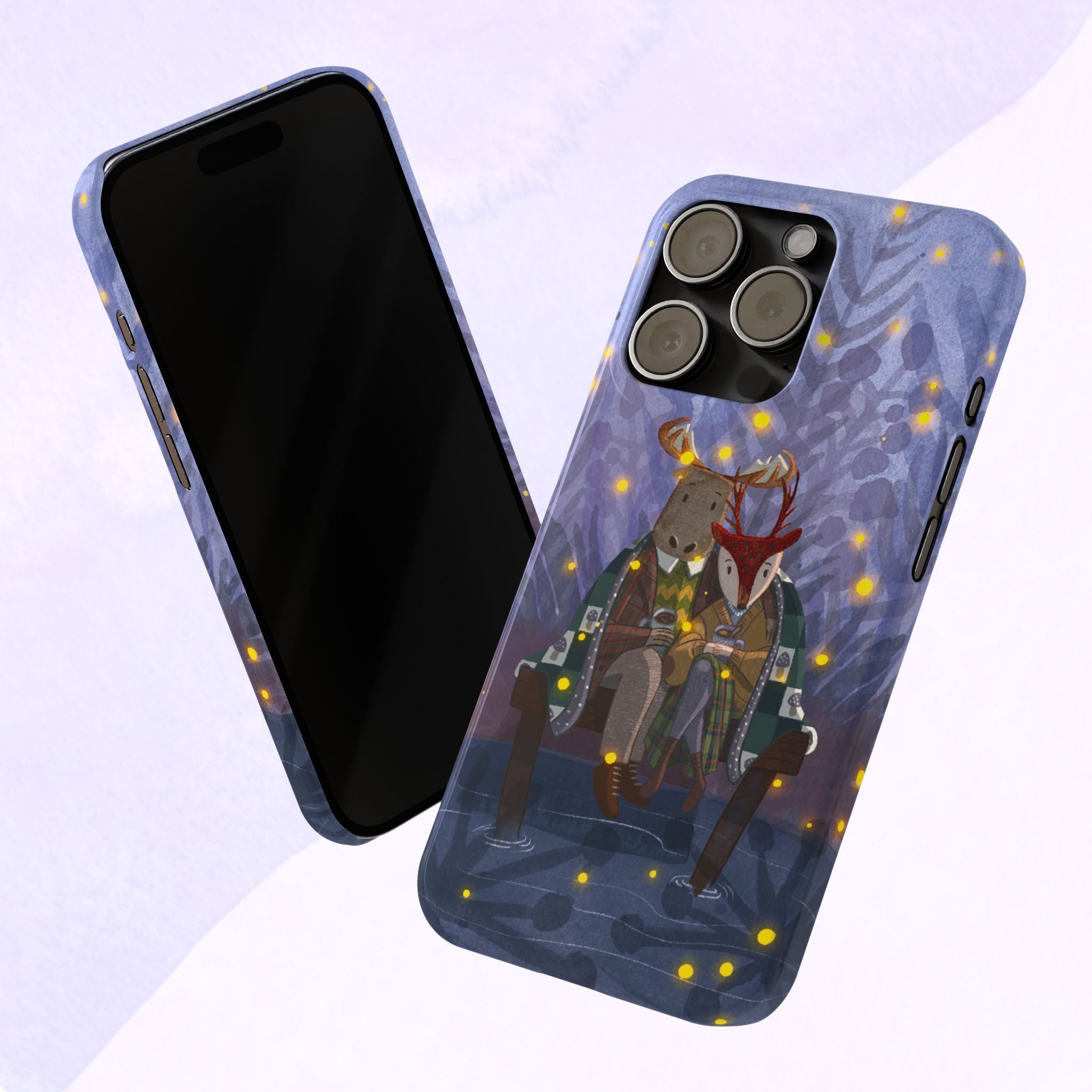 Whimsical Animal Love Slim Phone Cases, Cute Holiday Gifts, Cozy Home Decor, Nature Lover Accessories, Couples Gifts