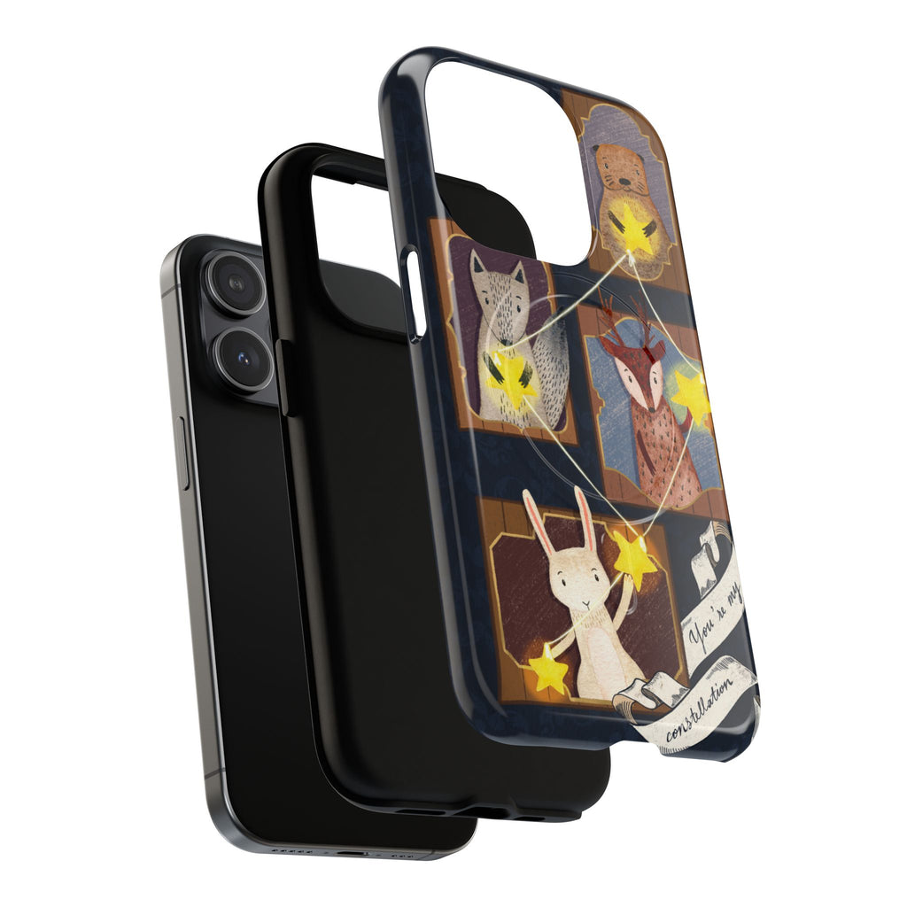 Celestial Animal Stars iPhone Case, Tough Magnetic Cover, Nature Theme, Unique Cute Animal Gifts, iPhone 14 15 16 pro max