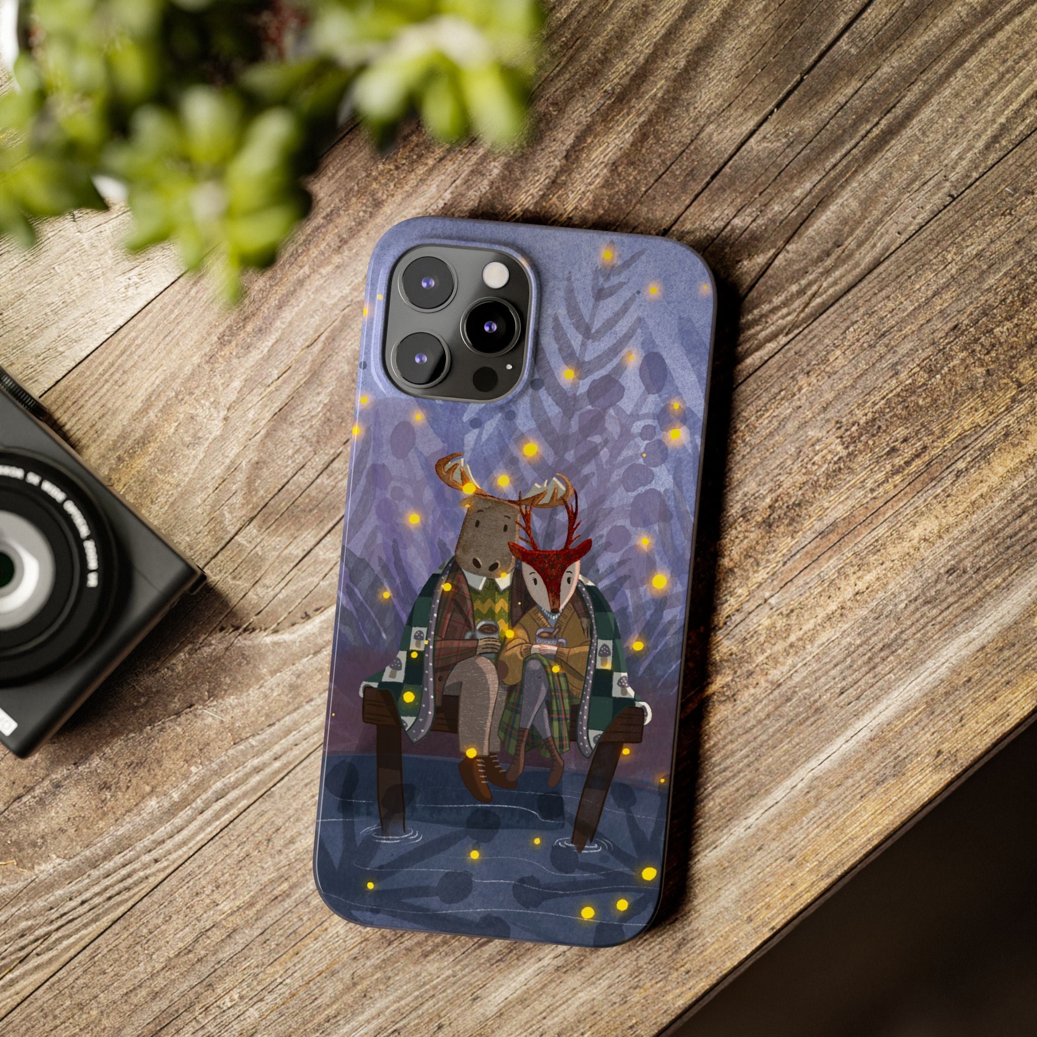Whimsical Animal Love Slim Phone Cases, Cute Holiday Gifts, Cozy Home Decor, Nature Lover Accessories, Couples Gifts