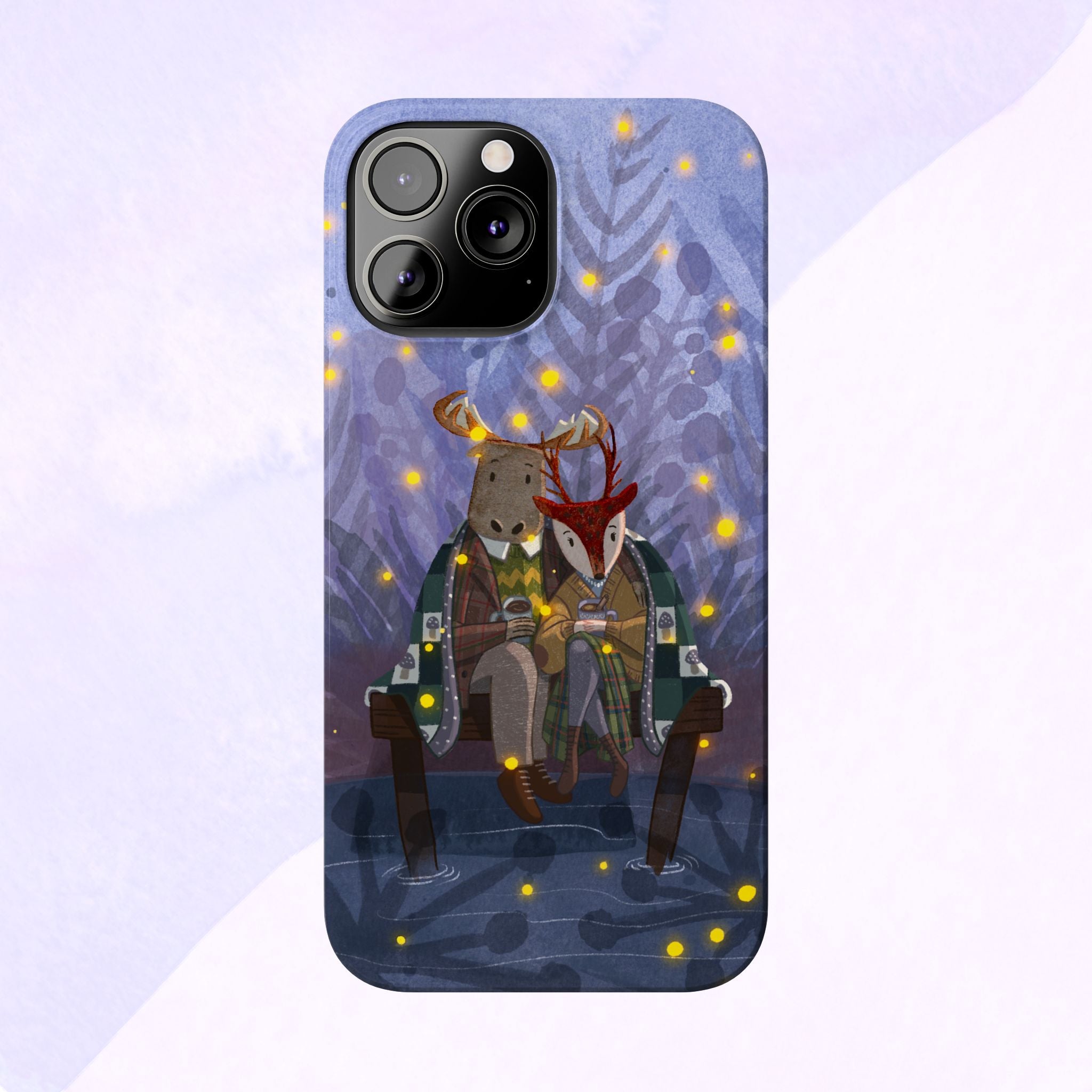 Whimsical Animal Love Slim Phone Cases, Cute Holiday Gifts, Cozy Home Decor, Nature Lover Accessories, Couples Gifts