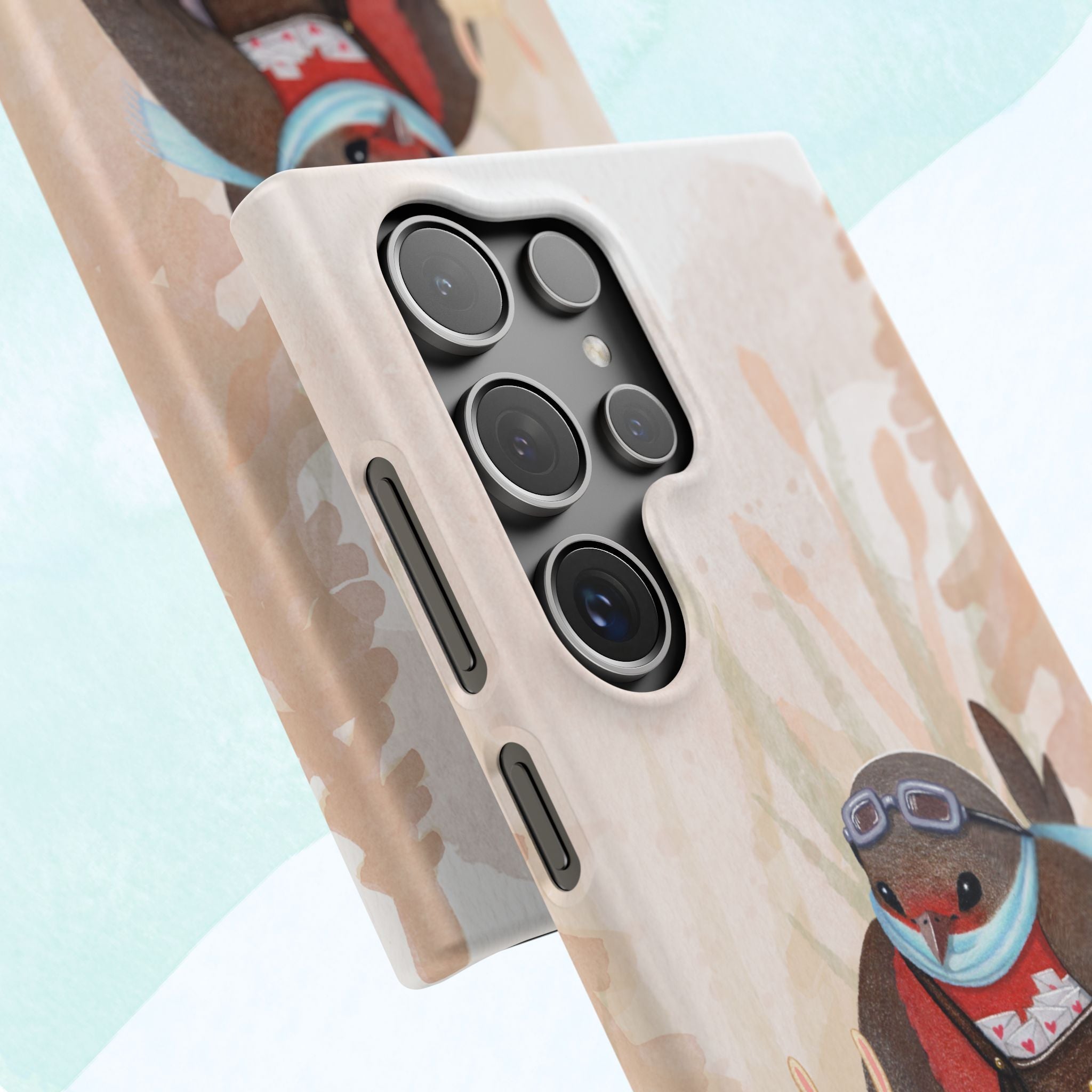Whimsical Animal Snap Cases, Cute Phone Case, Handmade Bird and Bunny Design, Gift for Animal Lovers, Unique Smartphone Cover