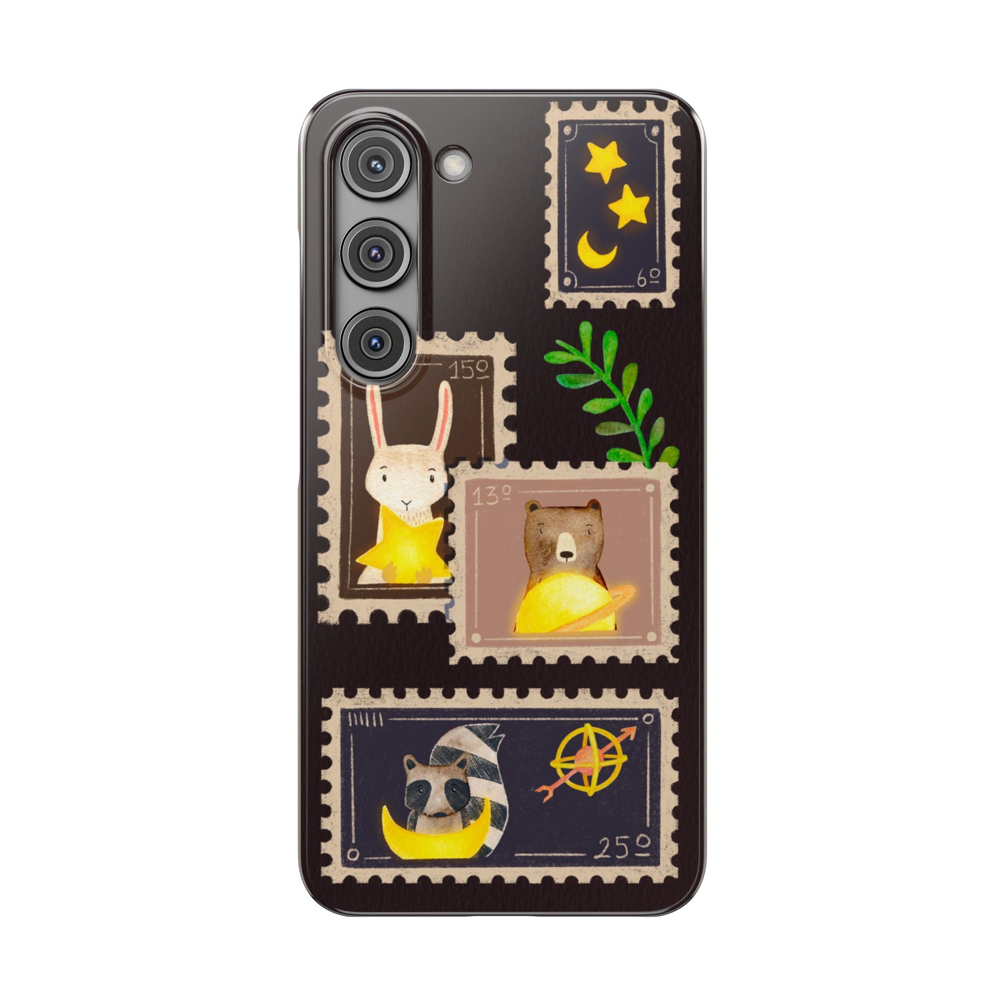 Woodland Stamp Vintage Style Glossy iPhone Case | Cute Phone Cover, Animal Lover Gift, Unique Birthday Gift, iPhone XR, 12, 13, 14, 15, 16