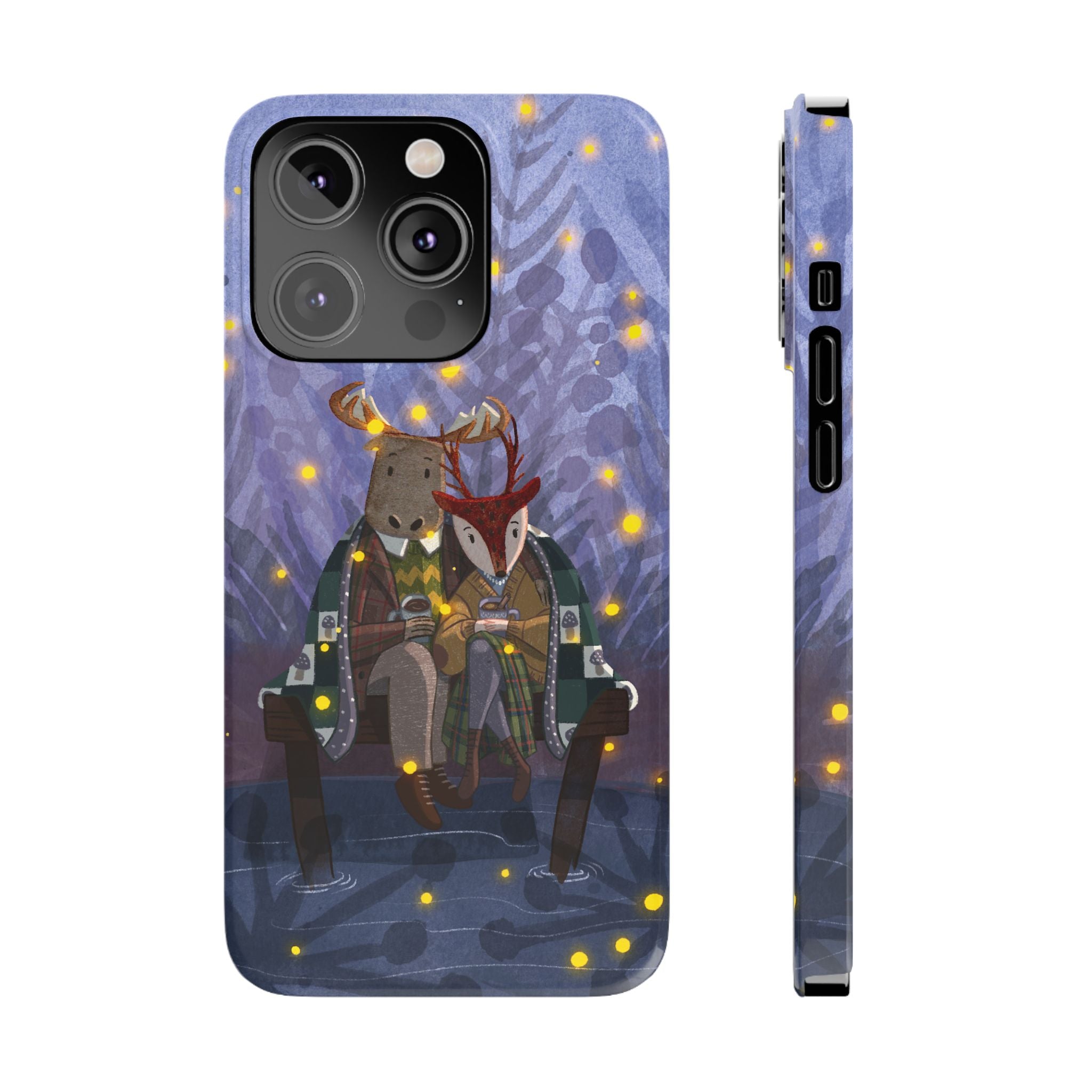 Whimsical Animal Love Slim Phone Cases, Cute Holiday Gifts, Cozy Home Decor, Nature Lover Accessories, Couples Gifts
