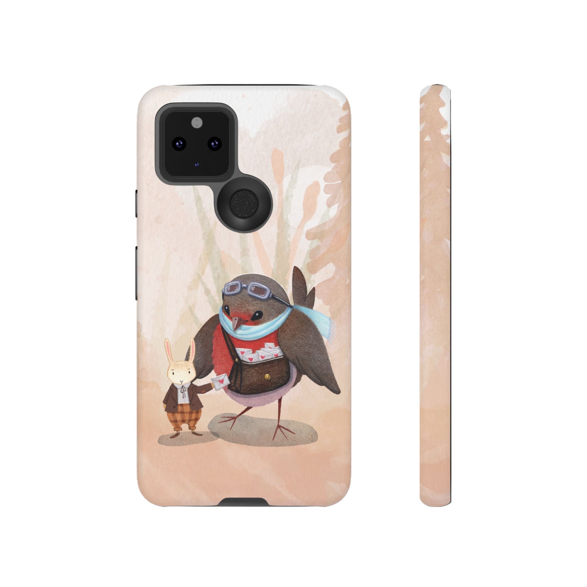 Whimsical Animal Phone Case, Cute Bird and Rabbit Design, Animal Lovers Gift, Nature-Themed Accessory, Eco-Friendly Tech Cover