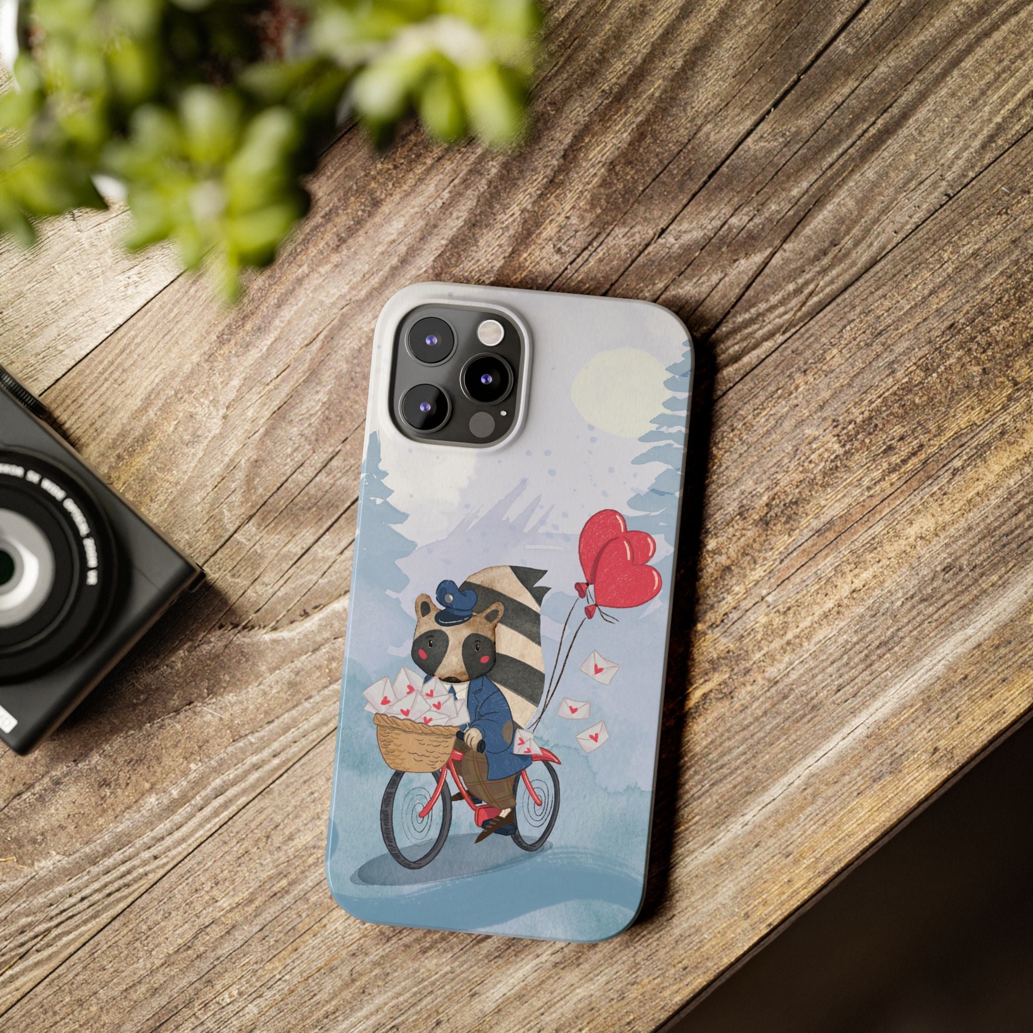 Whimsical Raccoon Slim Phone Case | Cute Animal Design | Perfect for Nature Lovers, Gifts, Birthdays, Valentines Day, Everyday Use