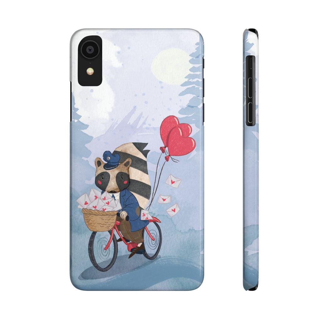 Whimsical Raccoon Slim Phone Case | Cute Animal Design | Perfect for Nature Lovers, Gifts, Birthdays, Valentines Day, Everyday Use