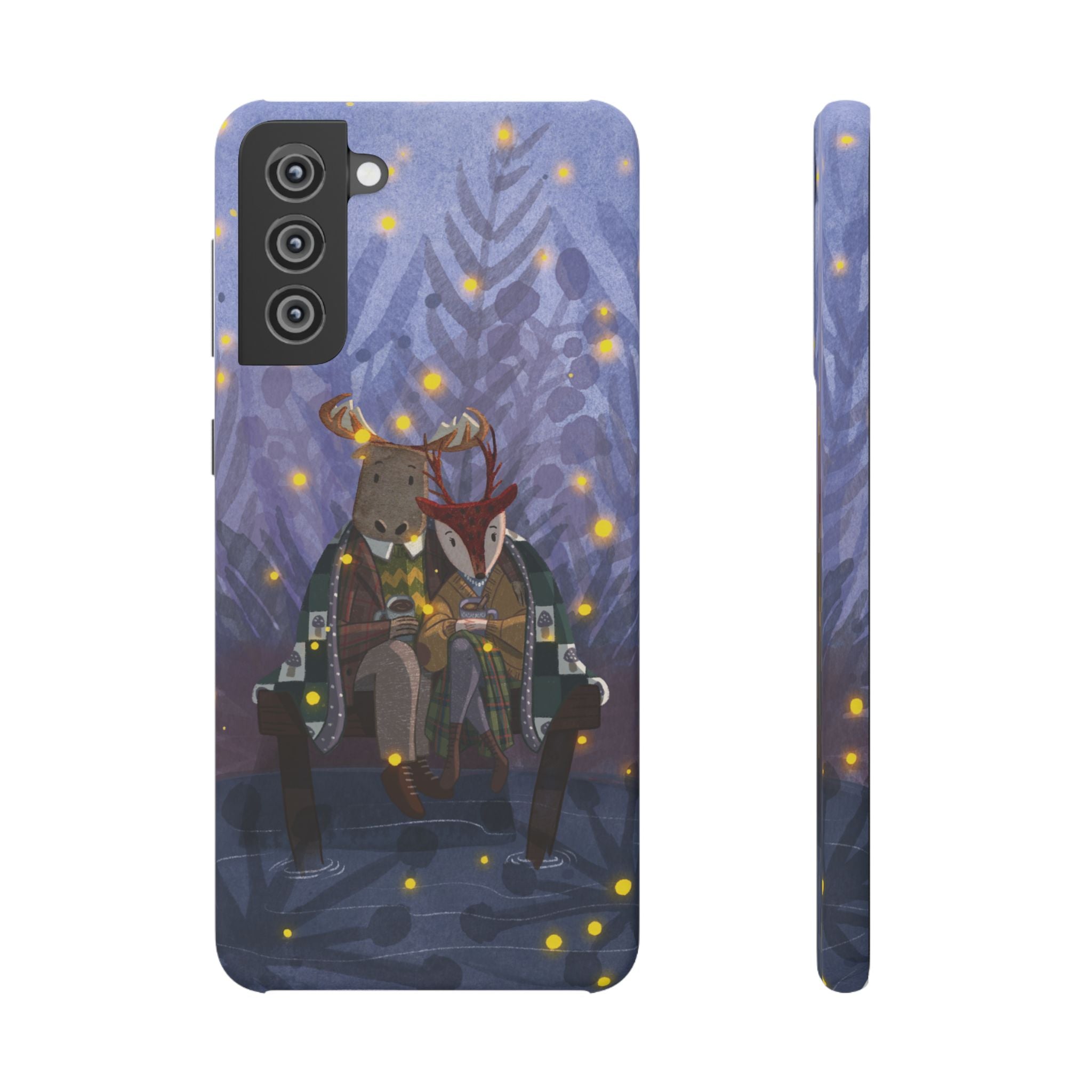 Whimsical Animal Lovers Snap Cases - Cozy Phone Protection, Gift for Nature Lovers, Holiday Decor, Cute Character Design, Animal Couple