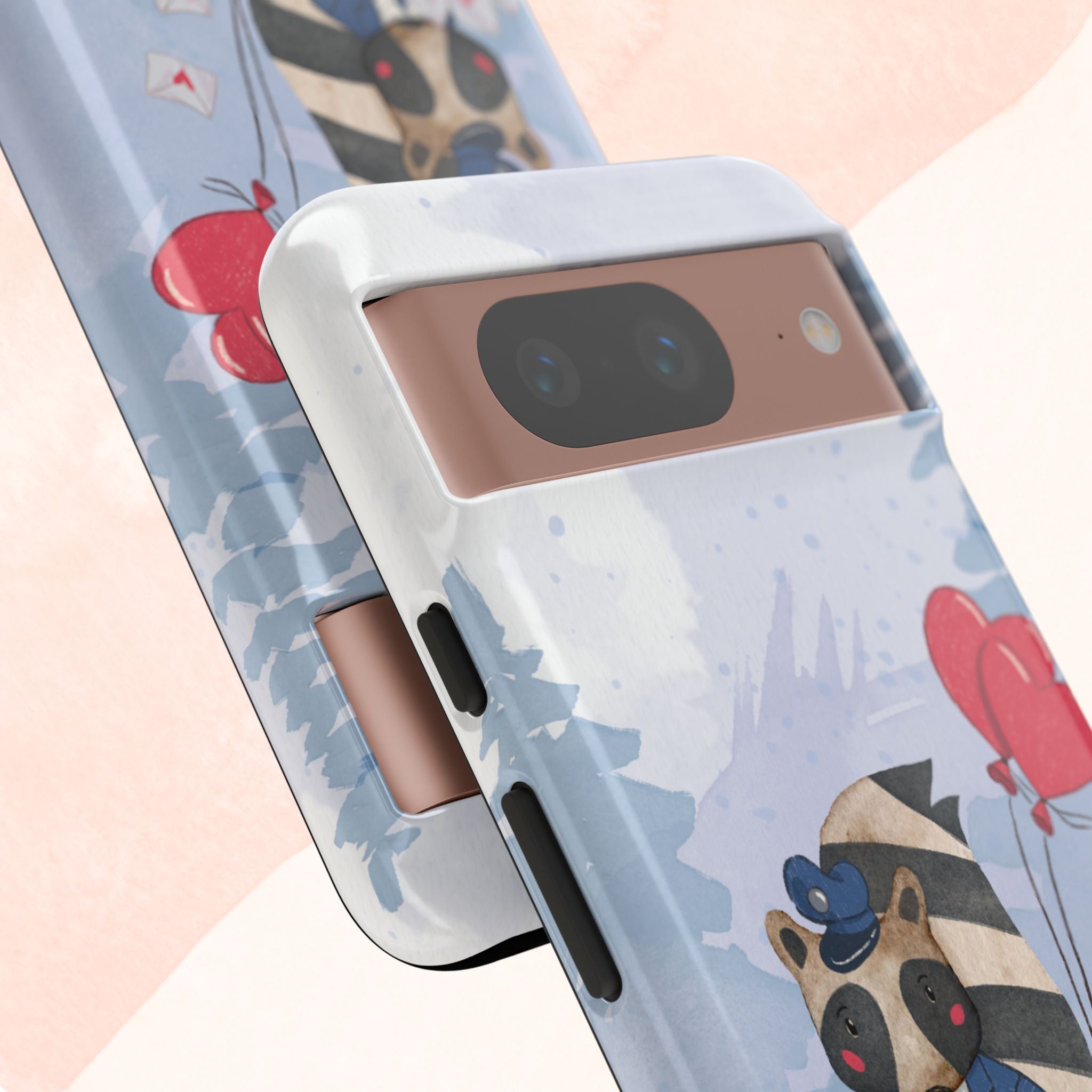 Cute Raccoon Phone Case, Tough Case for Animal Lovers, Valentine's Day Gift, Whimsical Phone Accessory, Gifts for Kids