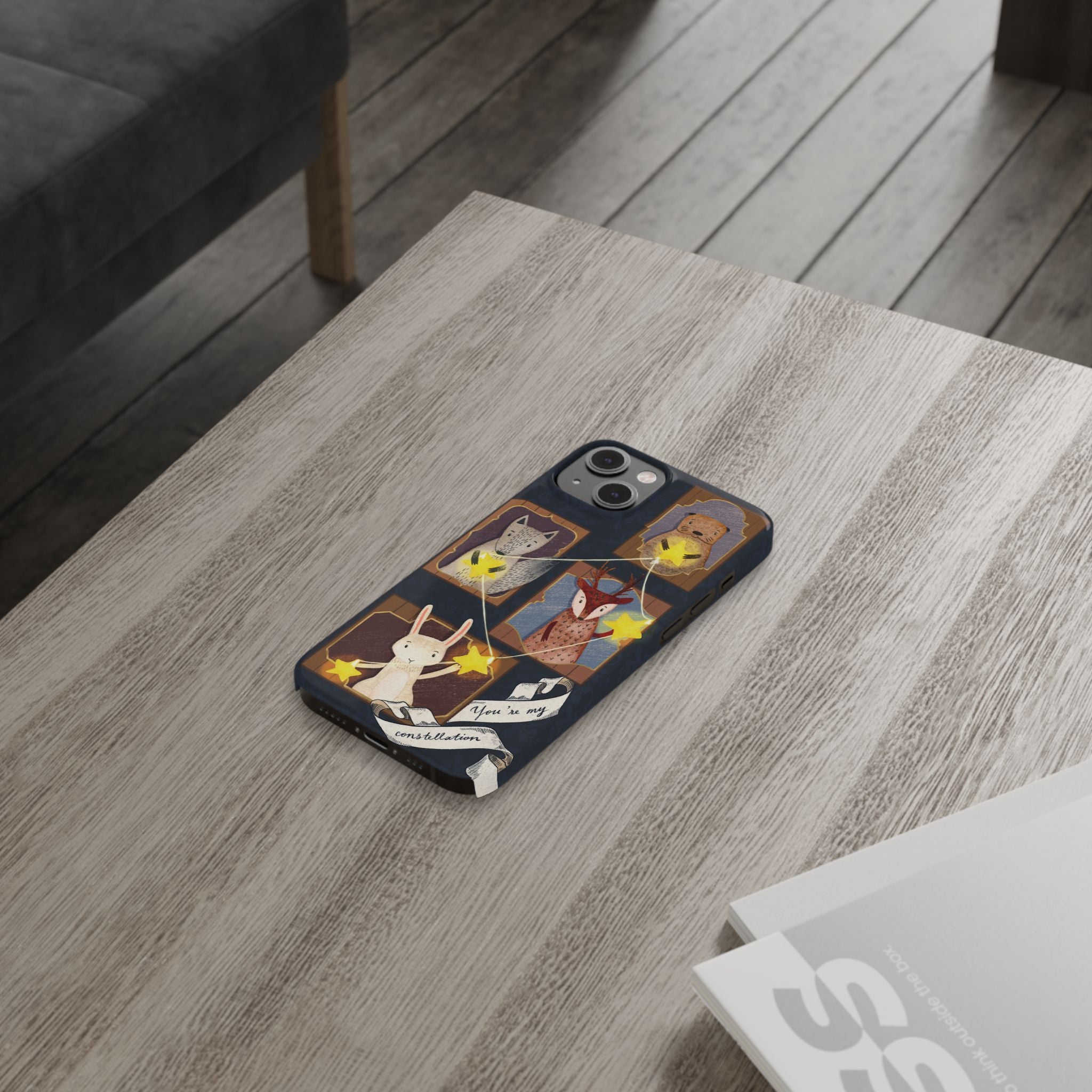 Constellation Friends Slim Case, Woodland Portrait iPhone Cover, Star Collector Design, Cute Kawaii Gift, Phone 8 9 X XR 11 12 13 14 15 16