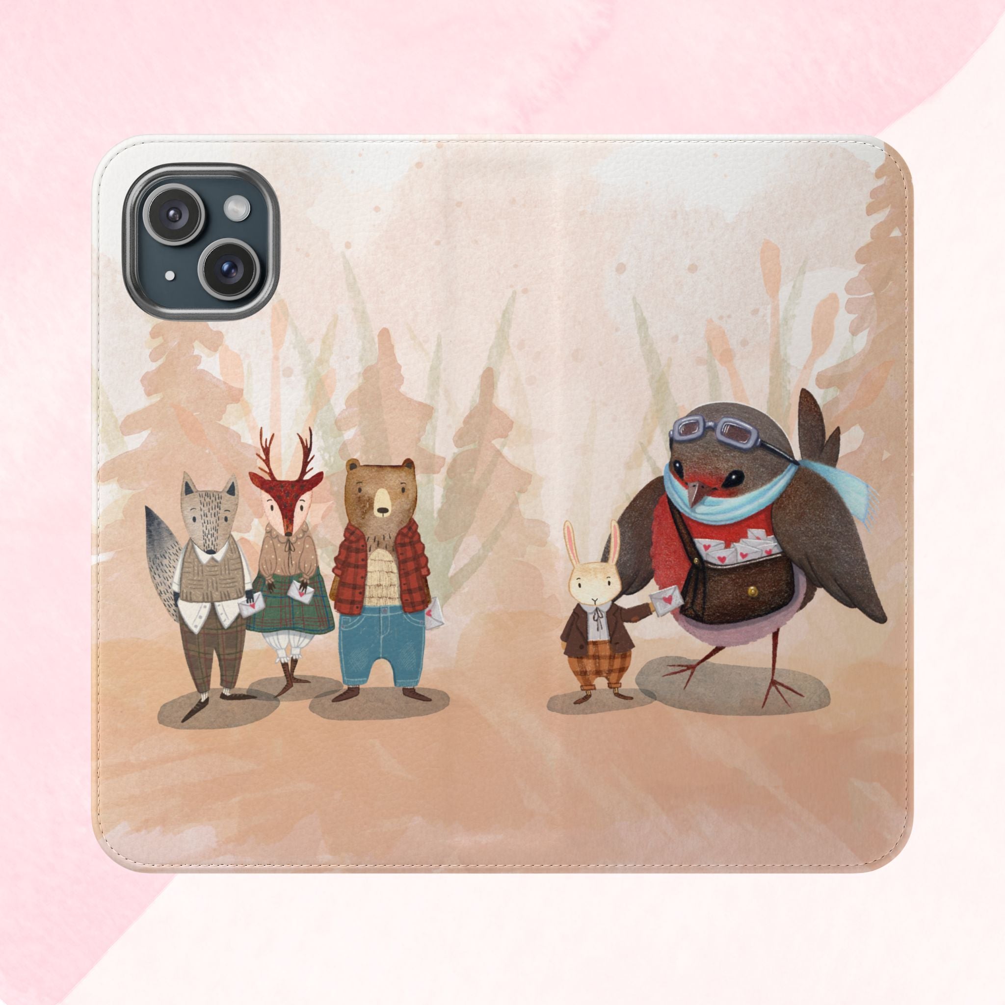 Whimsical Animal Flip Cases for Phones, Cute Woodland Creatures, Forest Friends Phone Cover, Animal Lover Gift, Phone Wallet