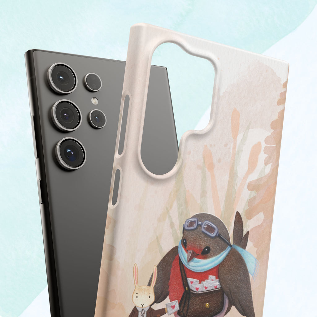 Whimsical Animal Snap Cases, Cute Phone Case, Handmade Bird and Bunny Design, Gift for Animal Lovers, Unique Smartphone Cover