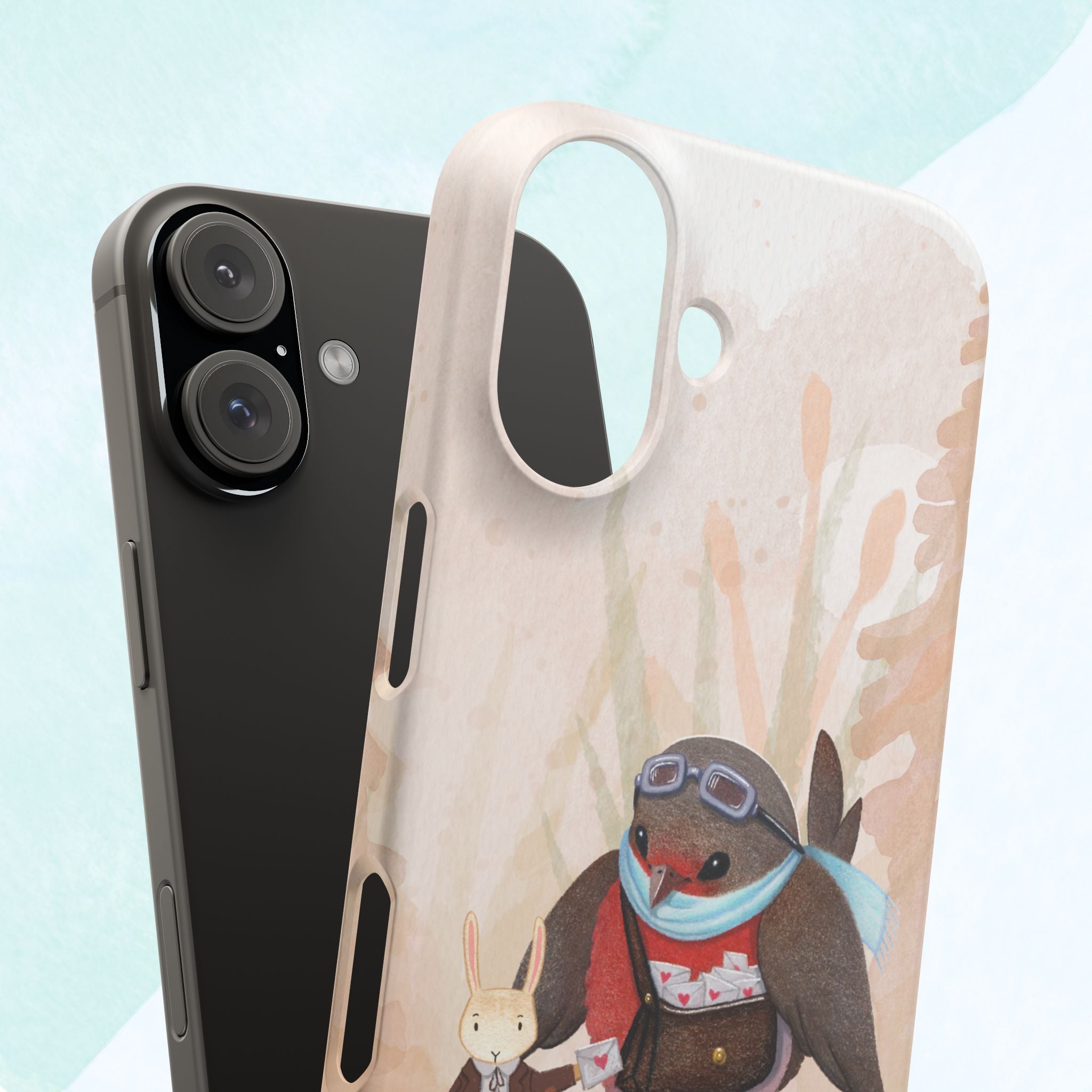 Whimsical Animal Snap Cases, Cute Phone Case, Handmade Bird and Bunny Design, Gift for Animal Lovers, Unique Smartphone Cover