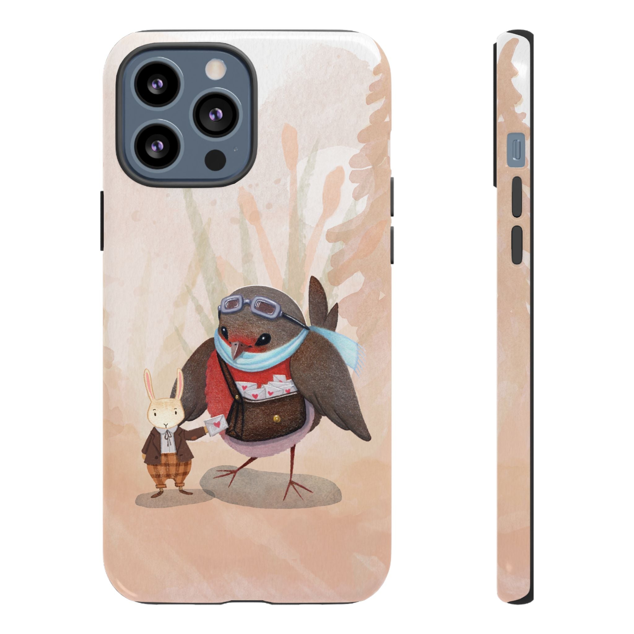 Whimsical Animal Phone Case, Cute Bird and Rabbit Design, Animal Lovers Gift, Nature-Themed Accessory, Eco-Friendly Tech Cover