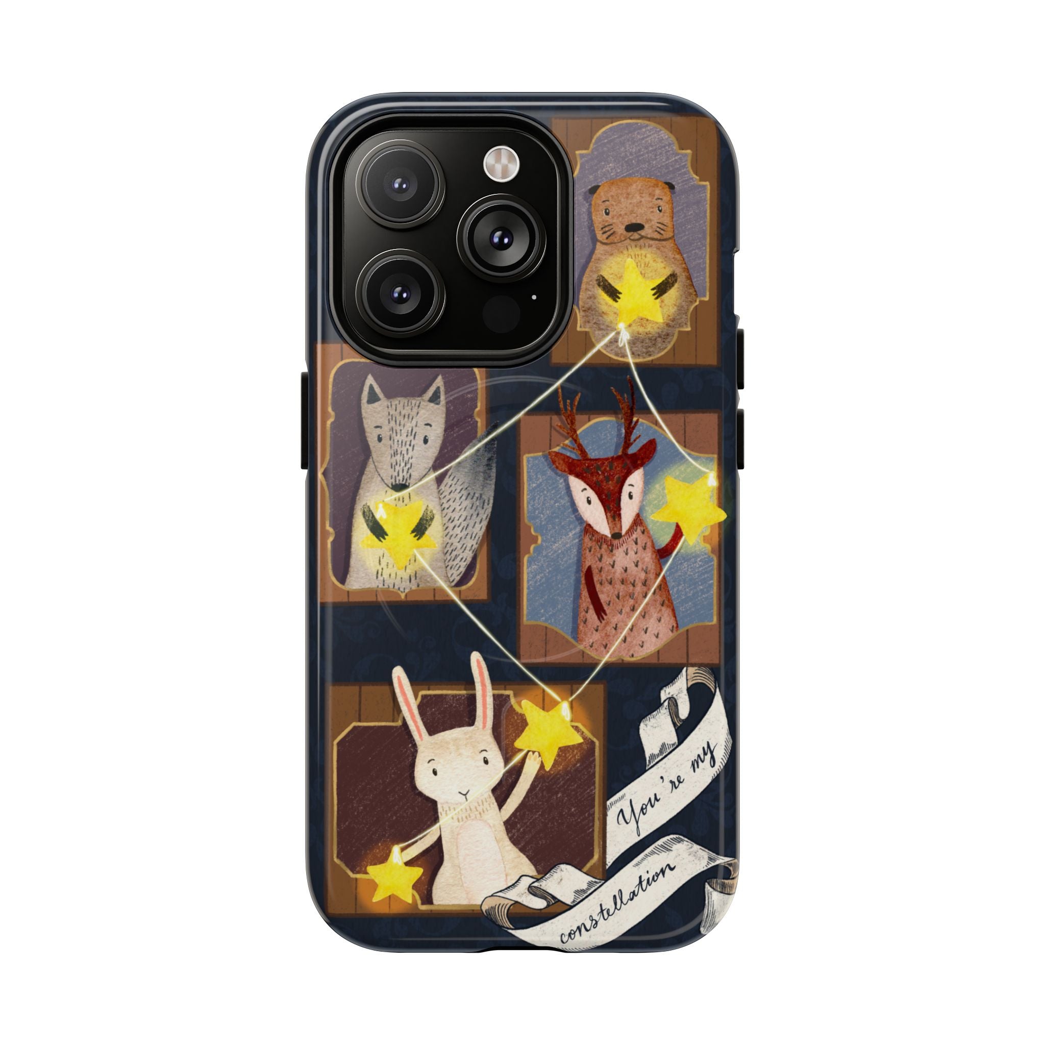 Celestial Animal Stars iPhone Case, Tough Magnetic Cover, Nature Theme, Unique Cute Animal Gifts, iPhone 14 15 16 pro max